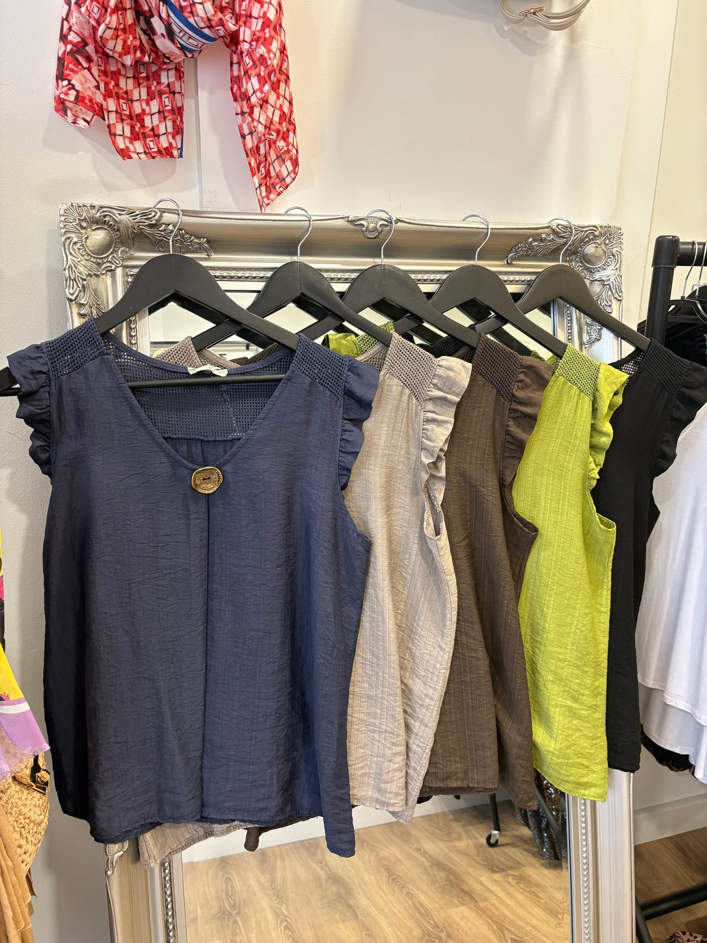 Frill Shoulder Button Top