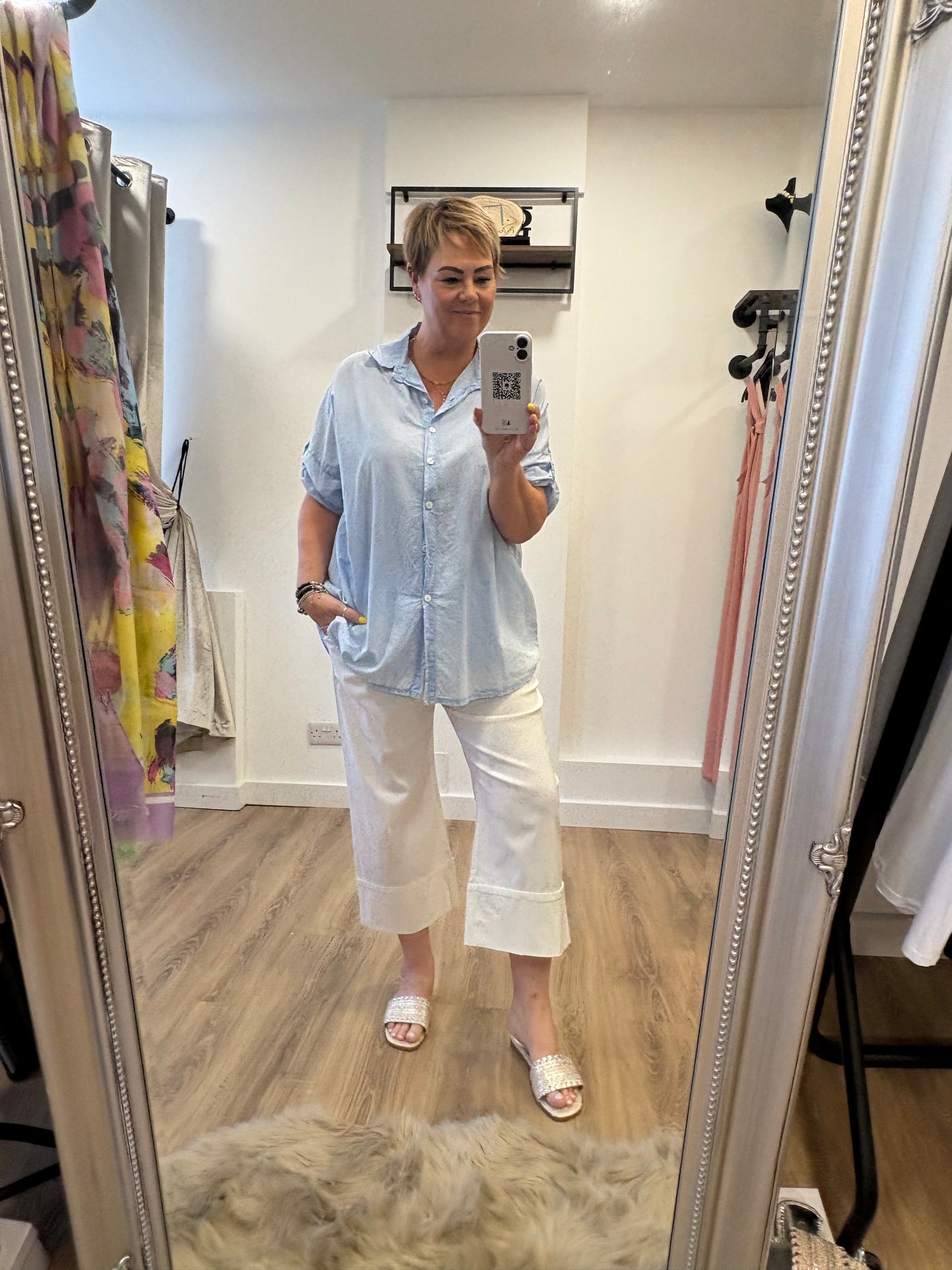 Cropped, Deep Cuff Hem Trousers