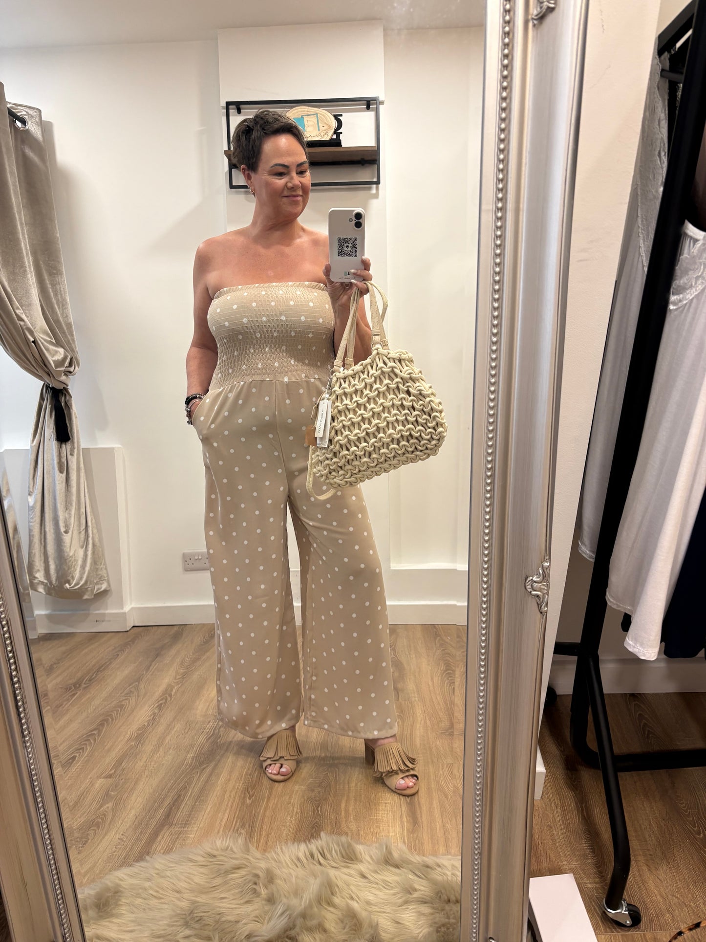 Spot Print, Bandeau Jumpsuit