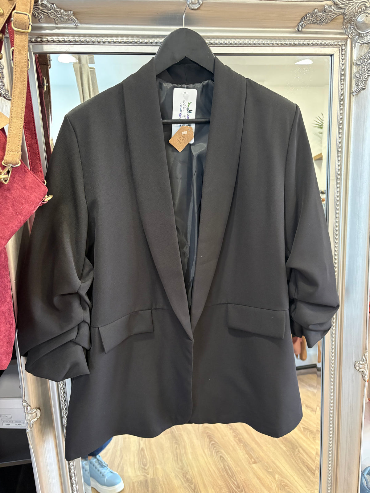 Ruched Sleeve Blazer