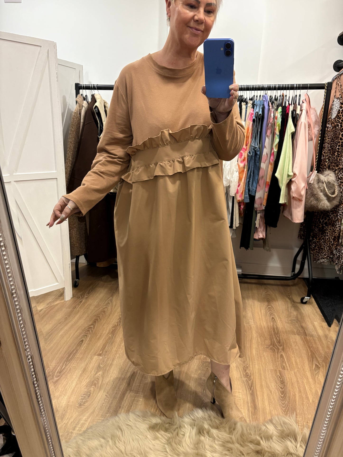 Frill Design Midaxi Dress