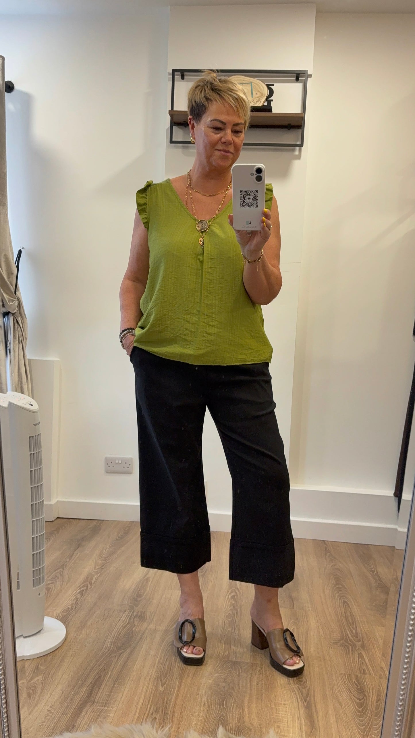 Frill Shoulder Button Top