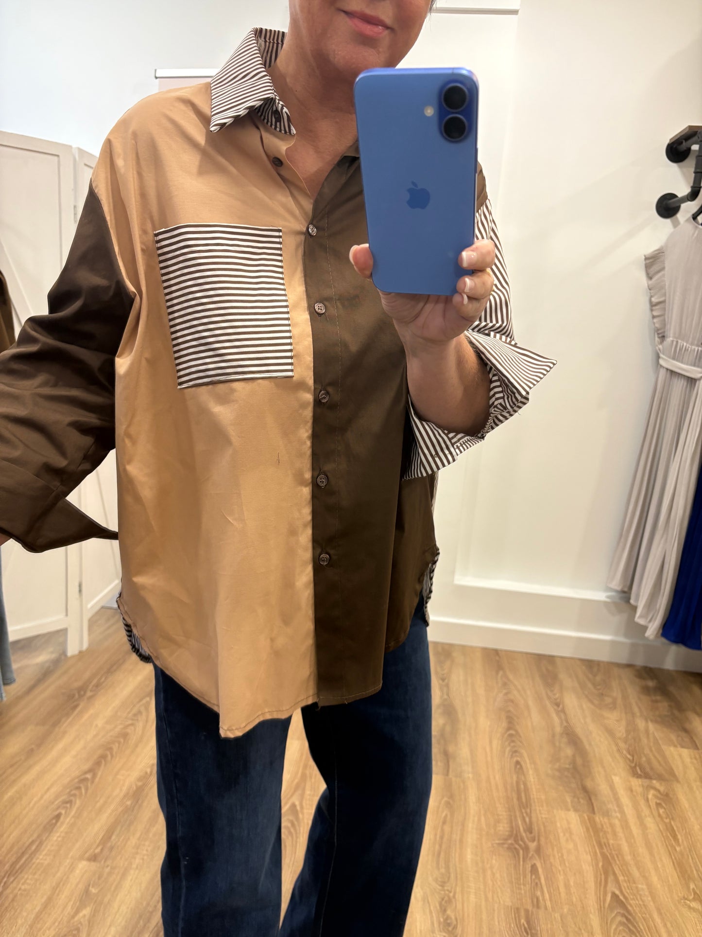 Multi Stripe Design Shirt in Browns