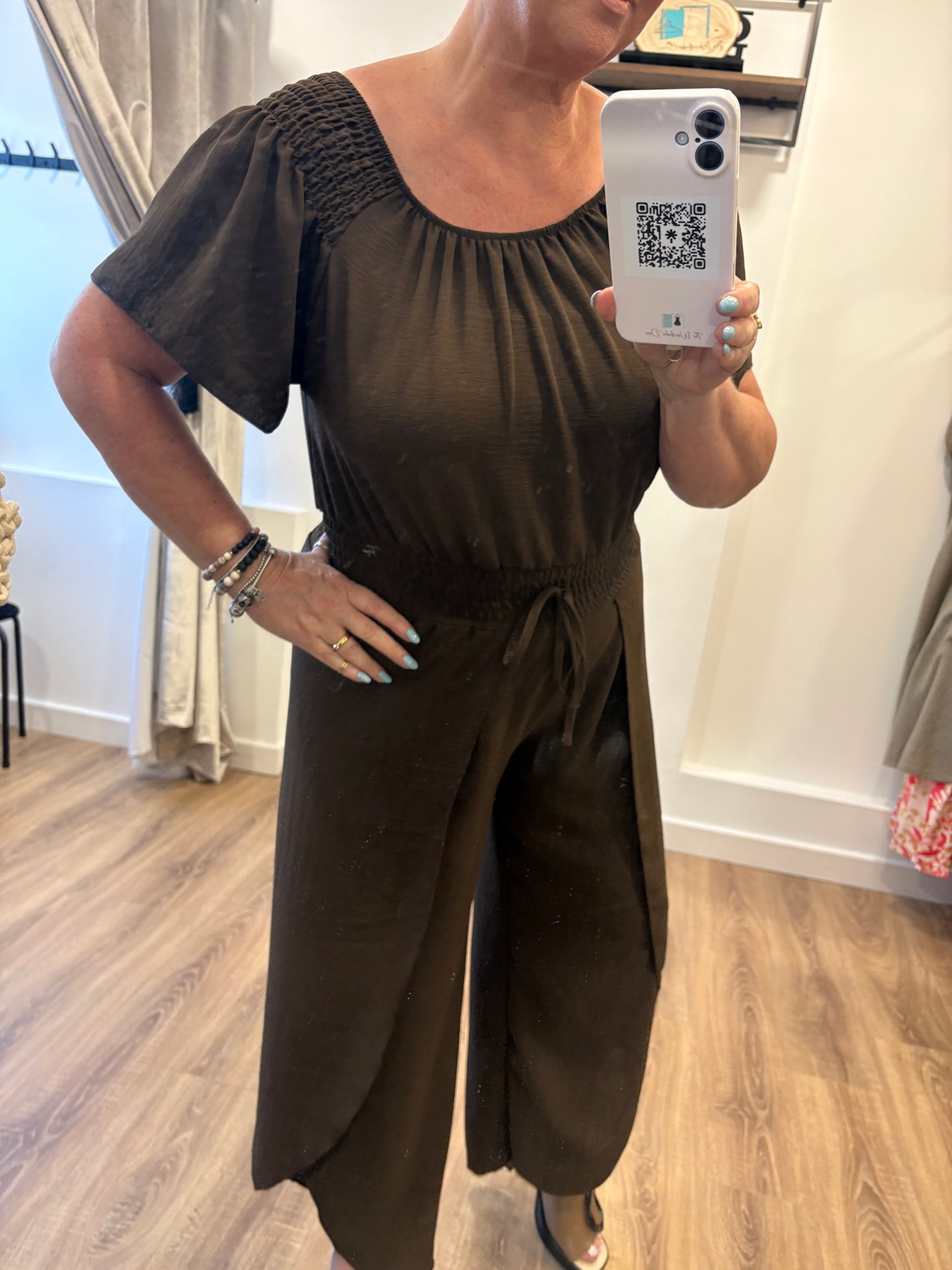 Split Leg Jumpsuit - Brown