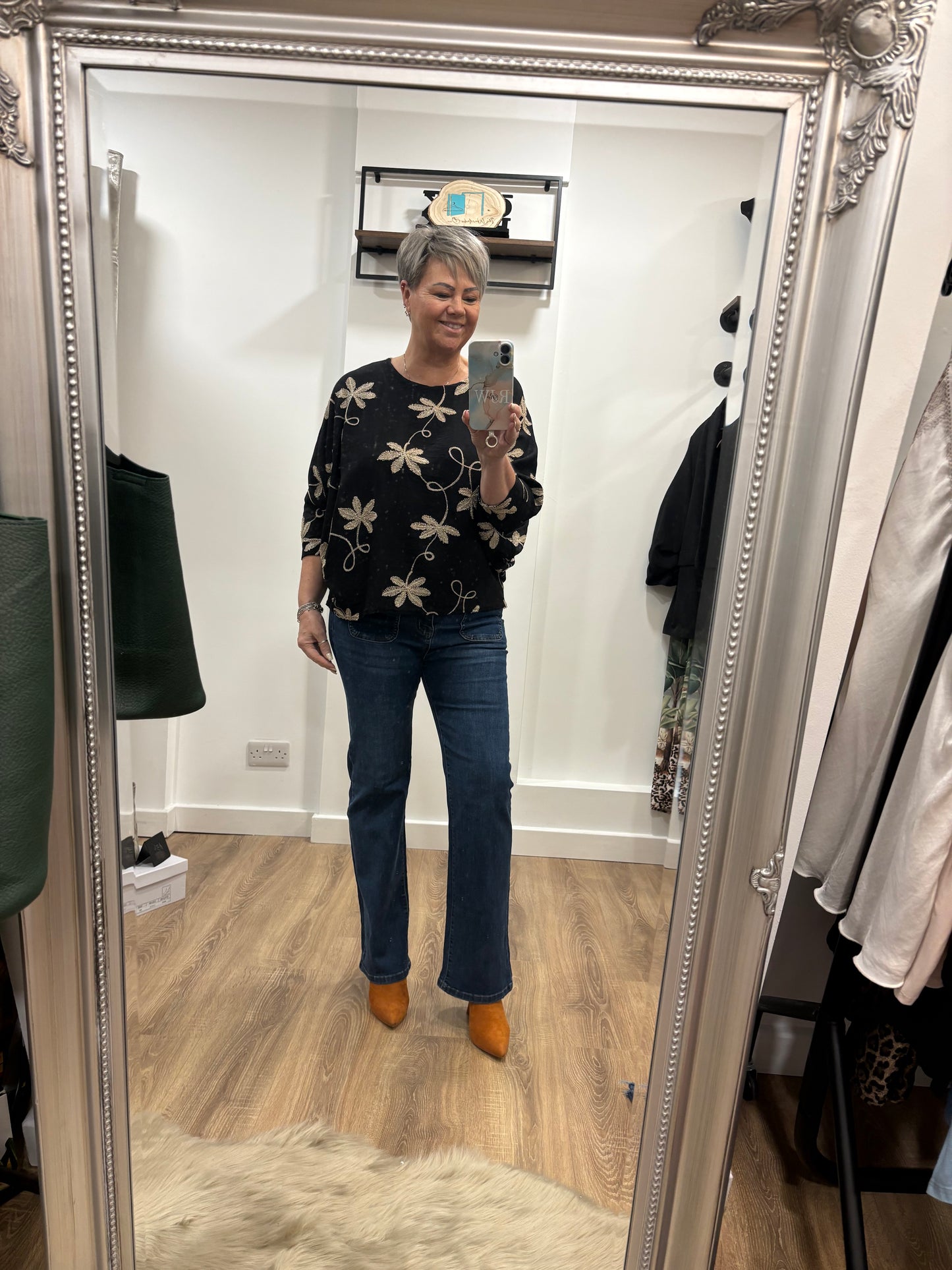 Gold Palm Tree Batwing Blouse