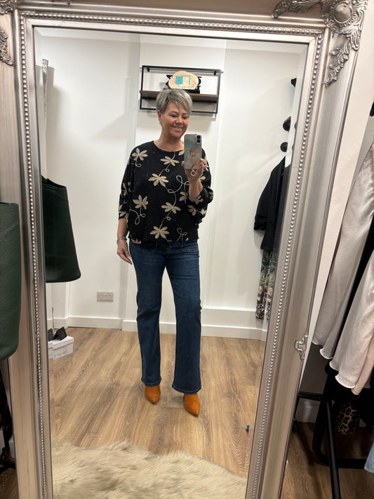 Gold Palm Tree Batwing Blouse