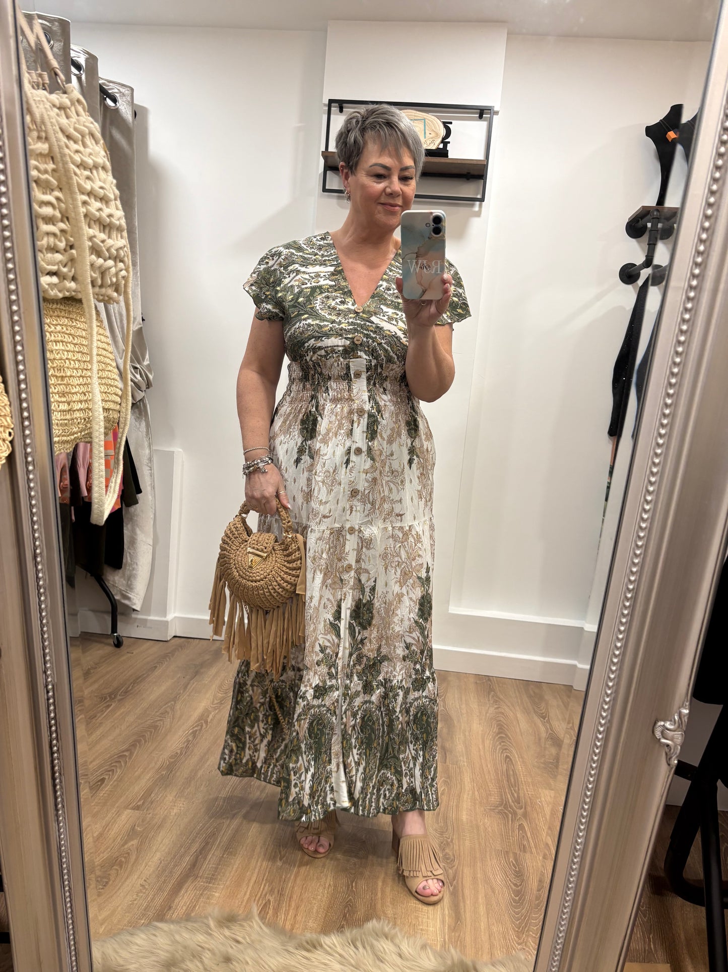 Paisley, Button Detail Maxi Dress