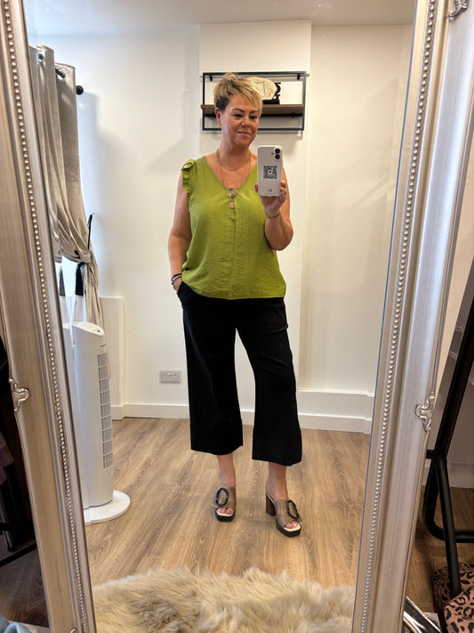 Frill Shoulder Button Top