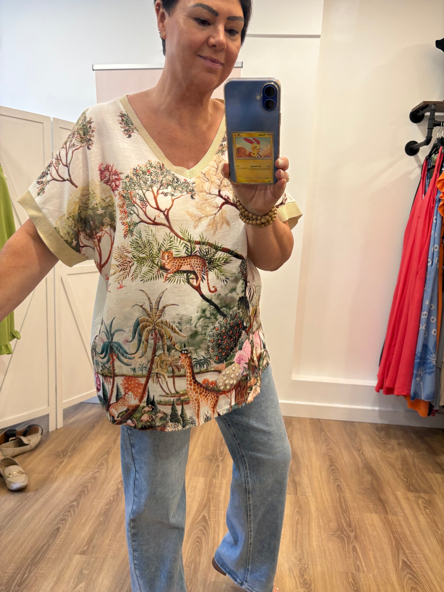 Gold Shimmer Edge, V neck Blouse
