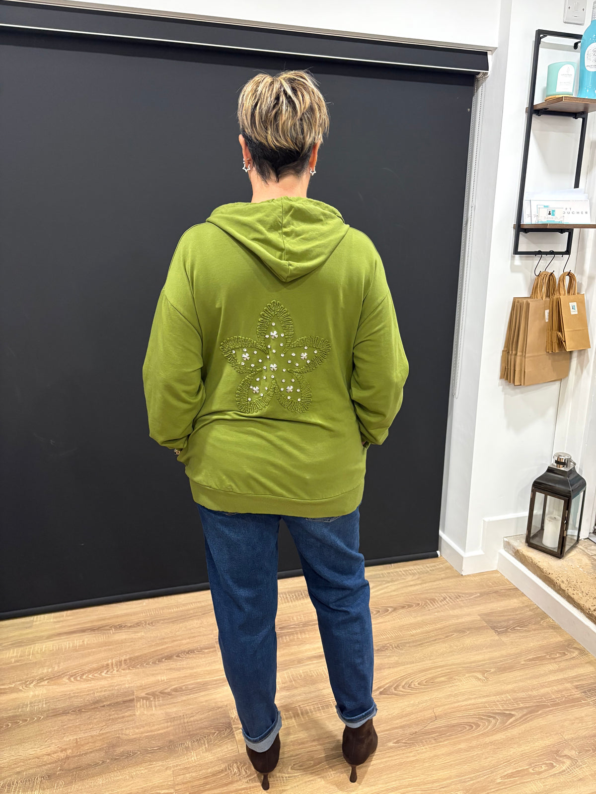 Flower Back, Zip up Hoodie
