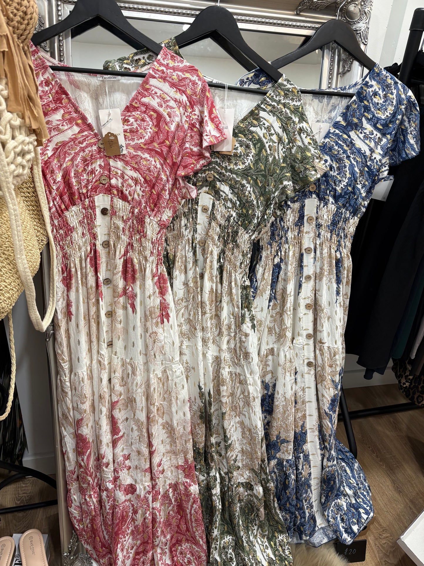 Paisley, Button Detail Maxi Dress