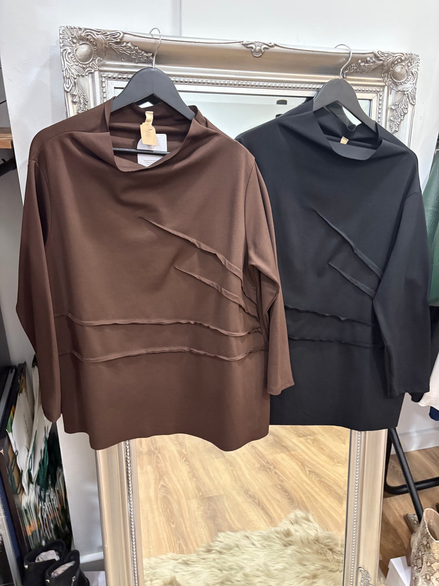 Seam Detail Cowl Neck Scuba Sweatshirt