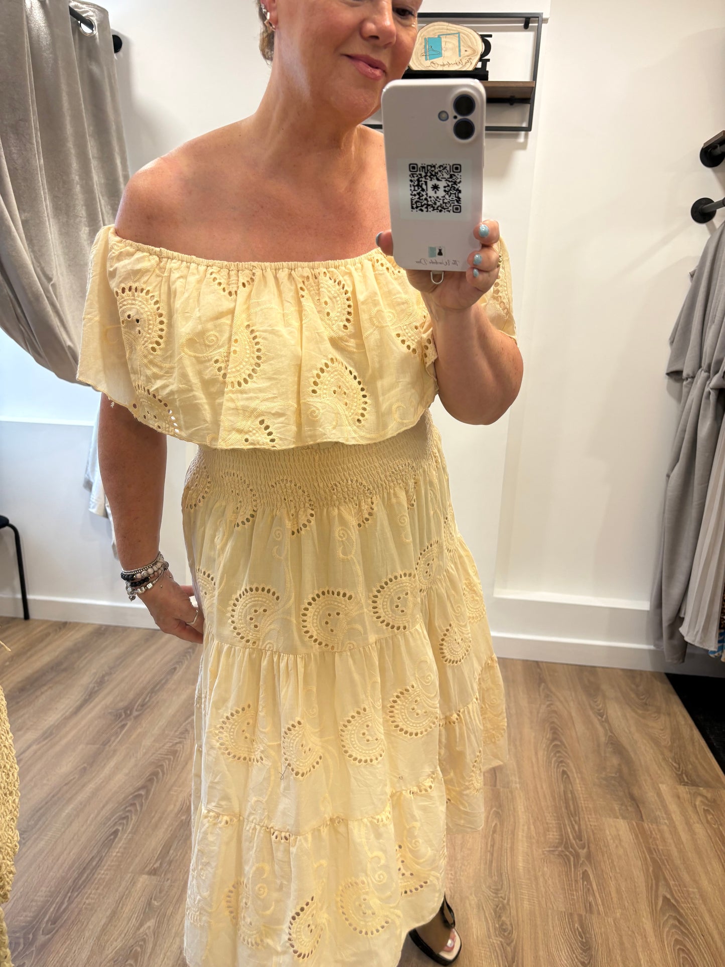 Broderie Anglaise, Frill Top Midi Dress