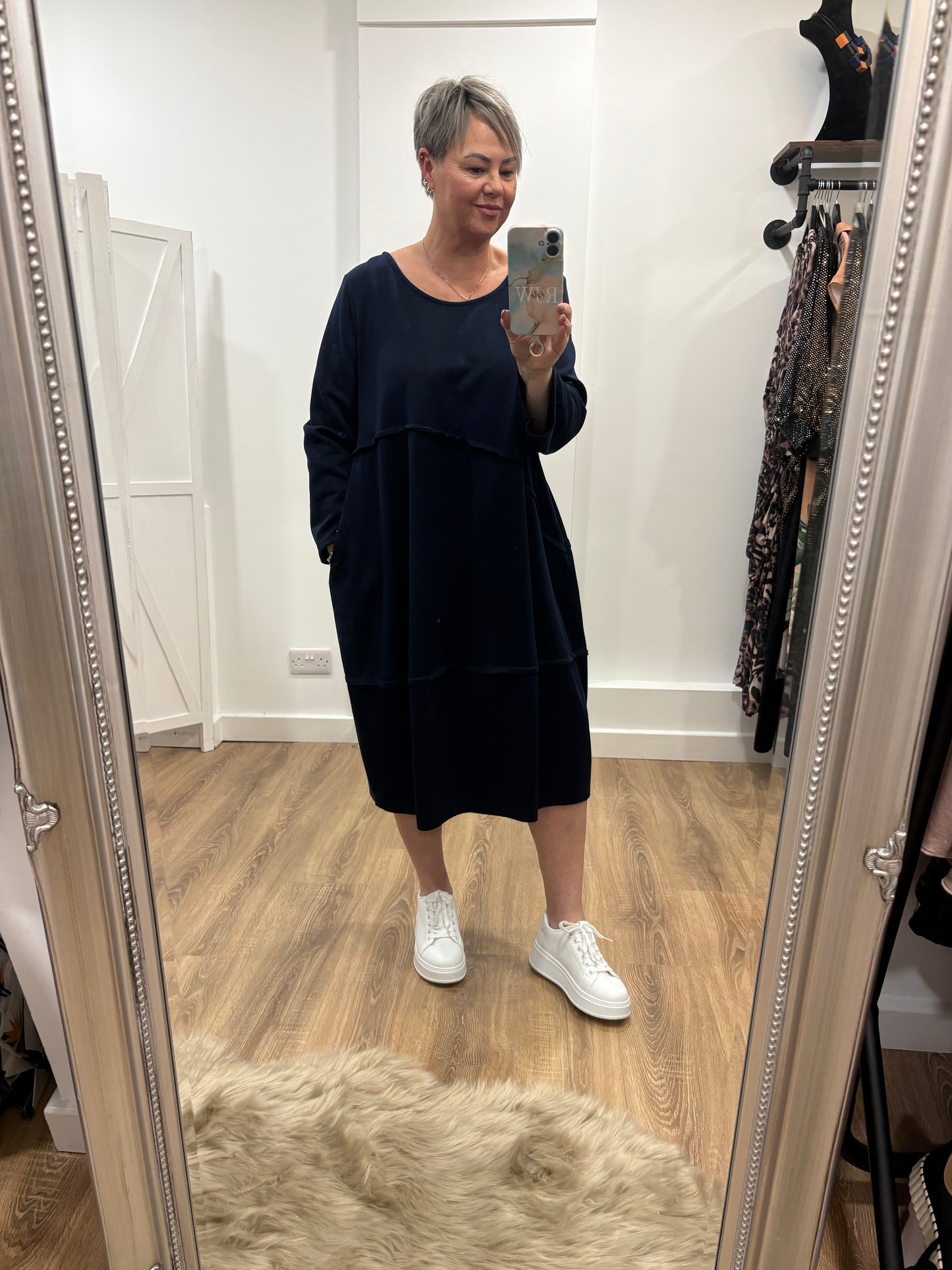 Exposed Seam Cocoon Midaxi Dress