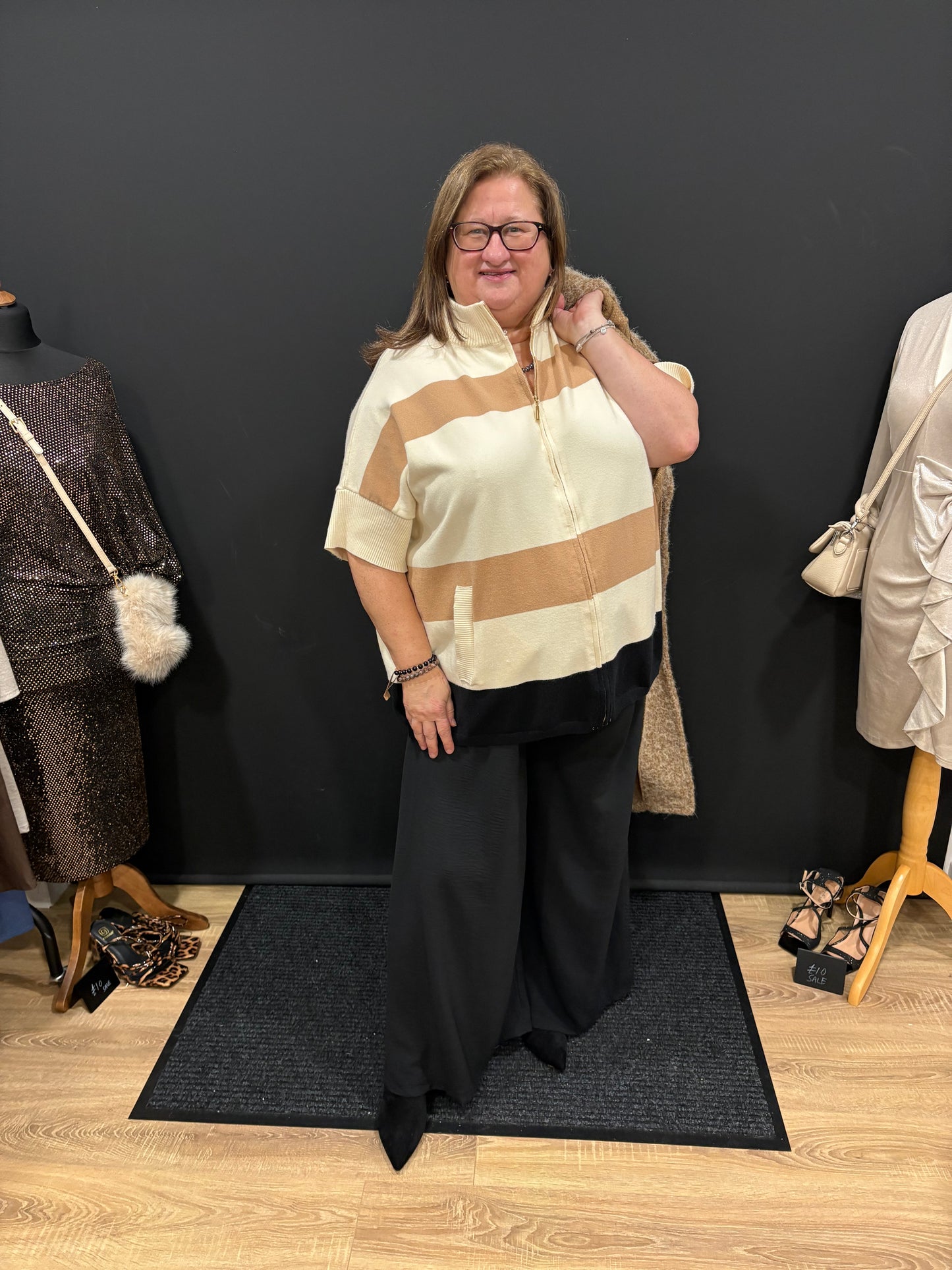 Stripe Zip up Cardigan