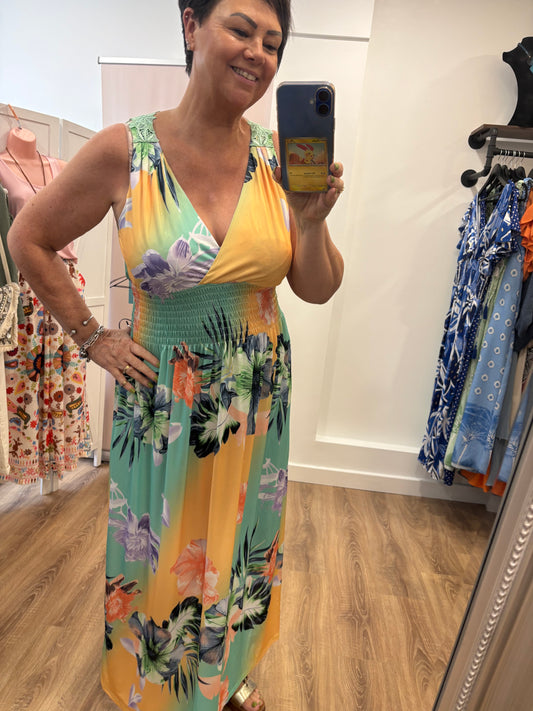 Stretchy lace top Maxi dress