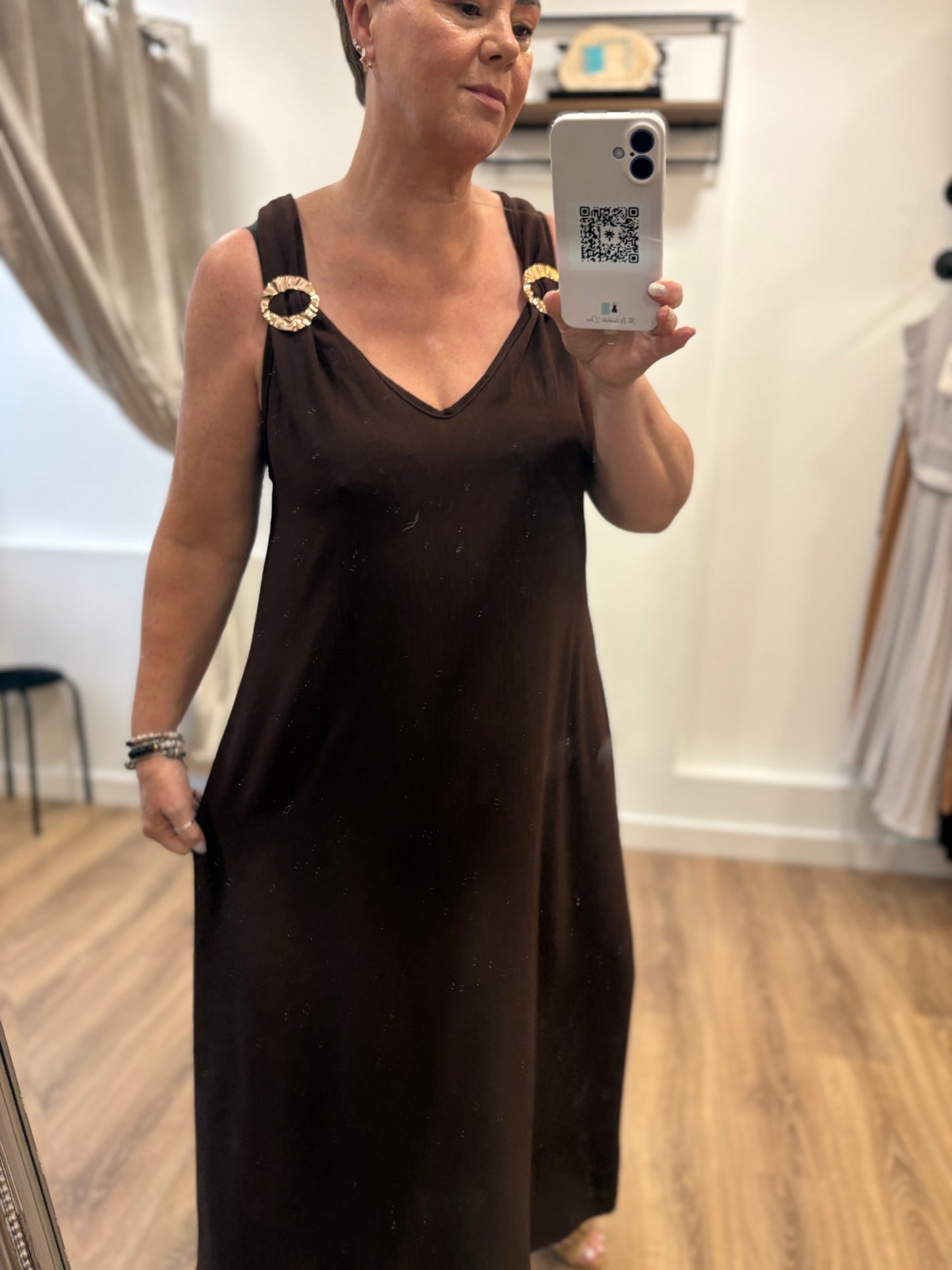 Ring Detail Strap Maxi Dress