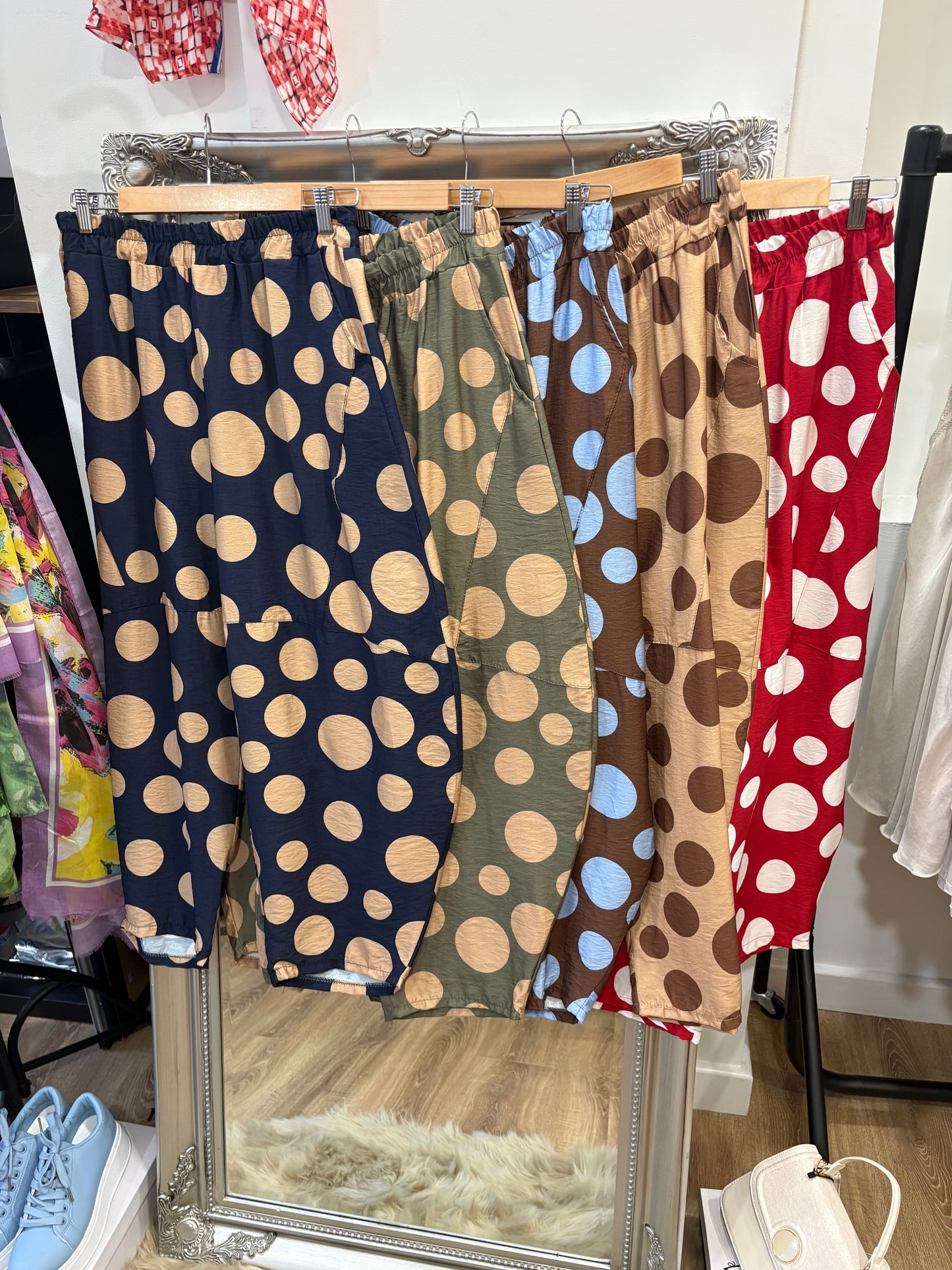Spotty Barrel Leg Trouser