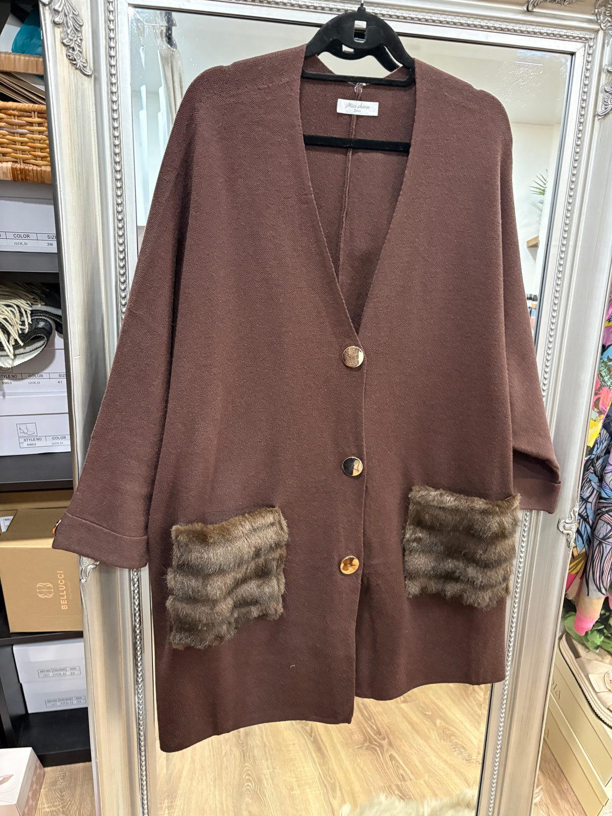 Oversized, Fun Fur Pocket Cardigan
