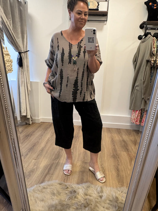 Cropped Pocket Linen Trousers