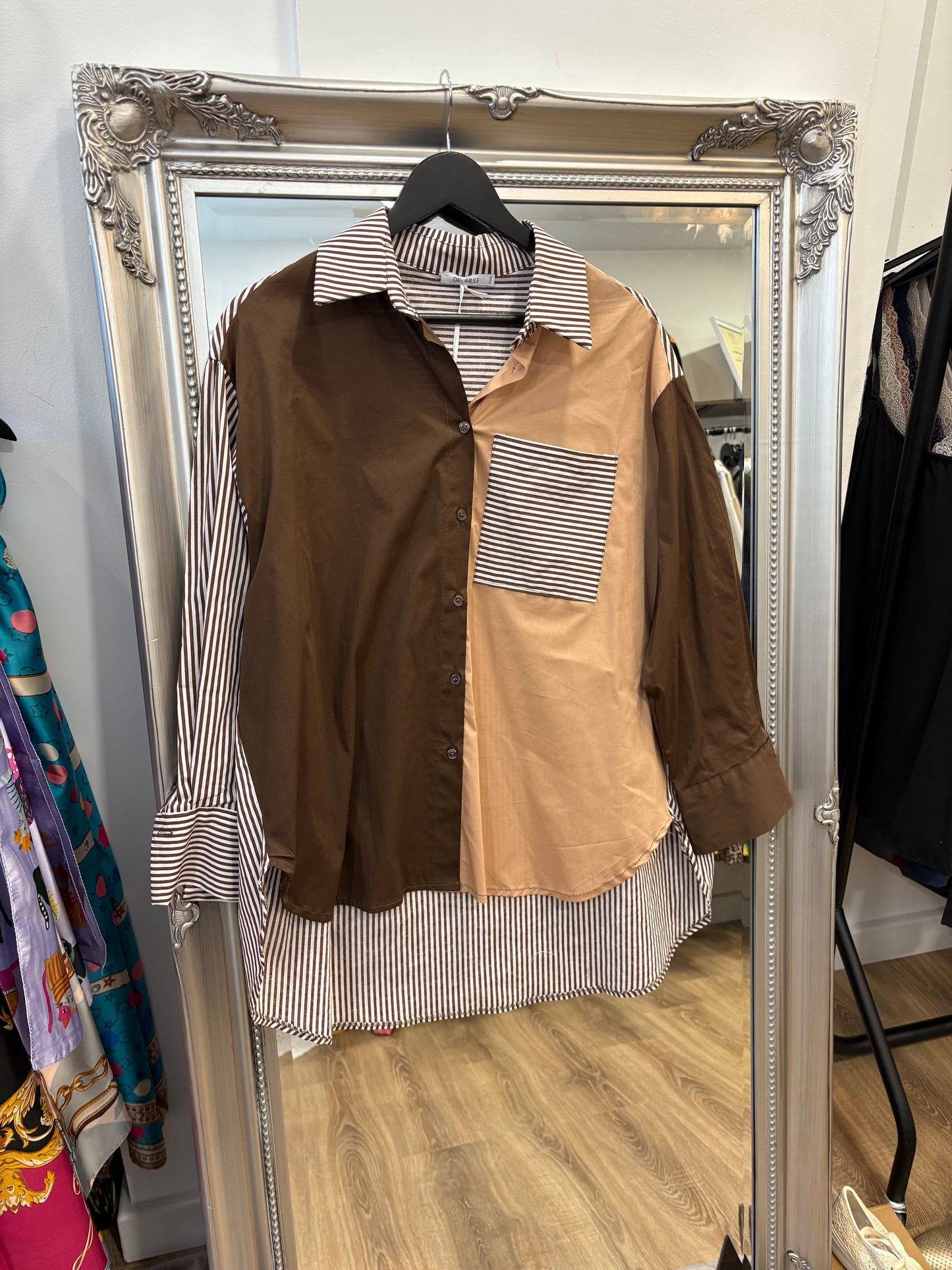 Multi Stripe Design Shirt in Browns