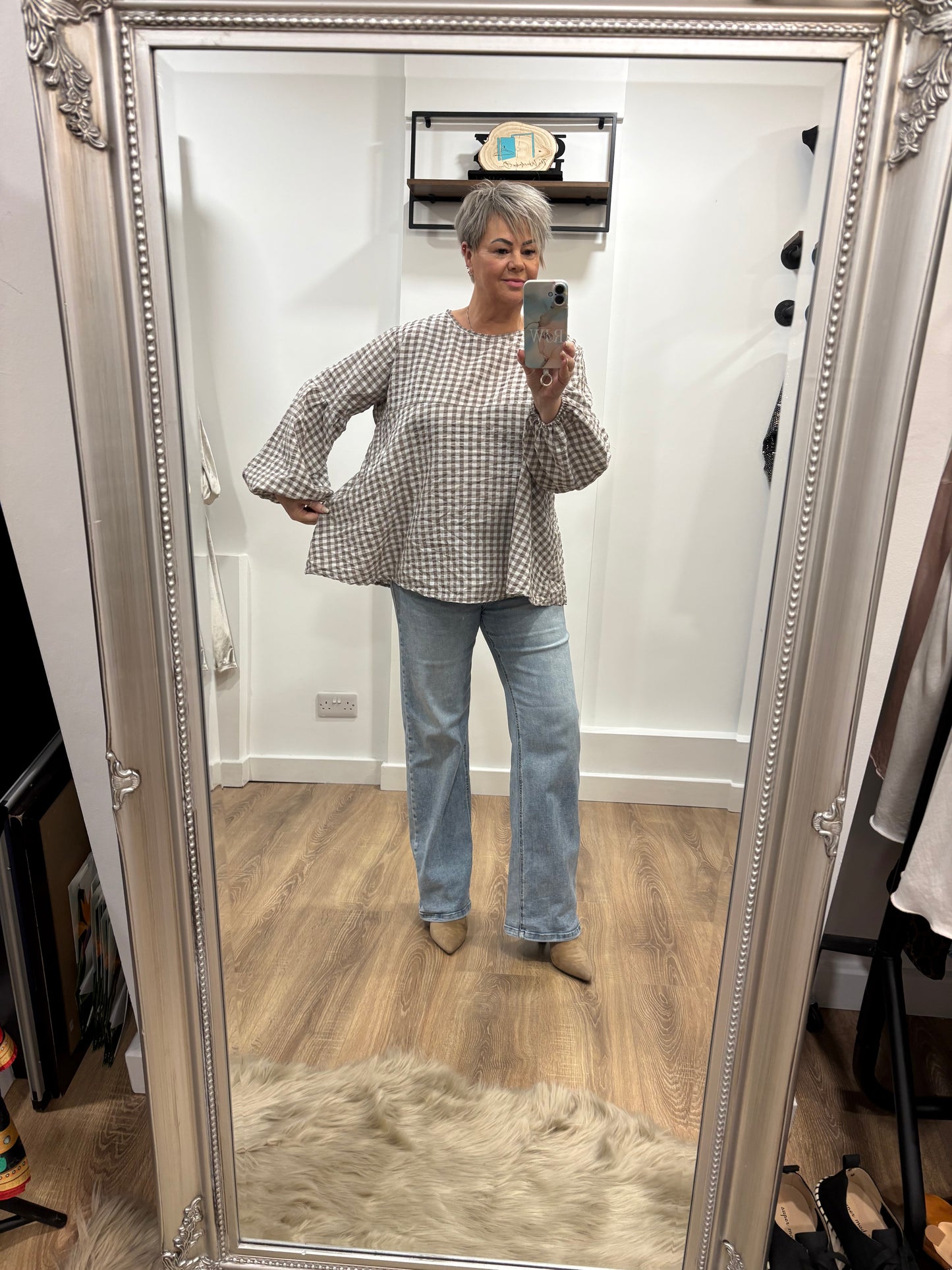 Gingham Smock Blouse