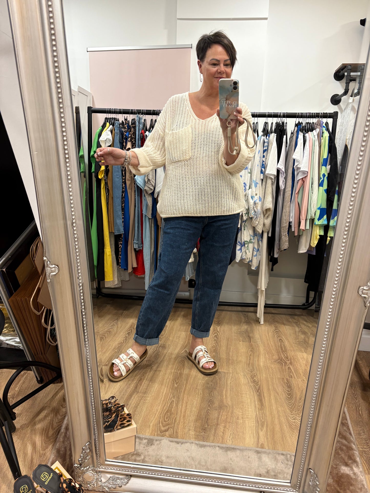 Loose Knit, Half sleeve, pocket jumper