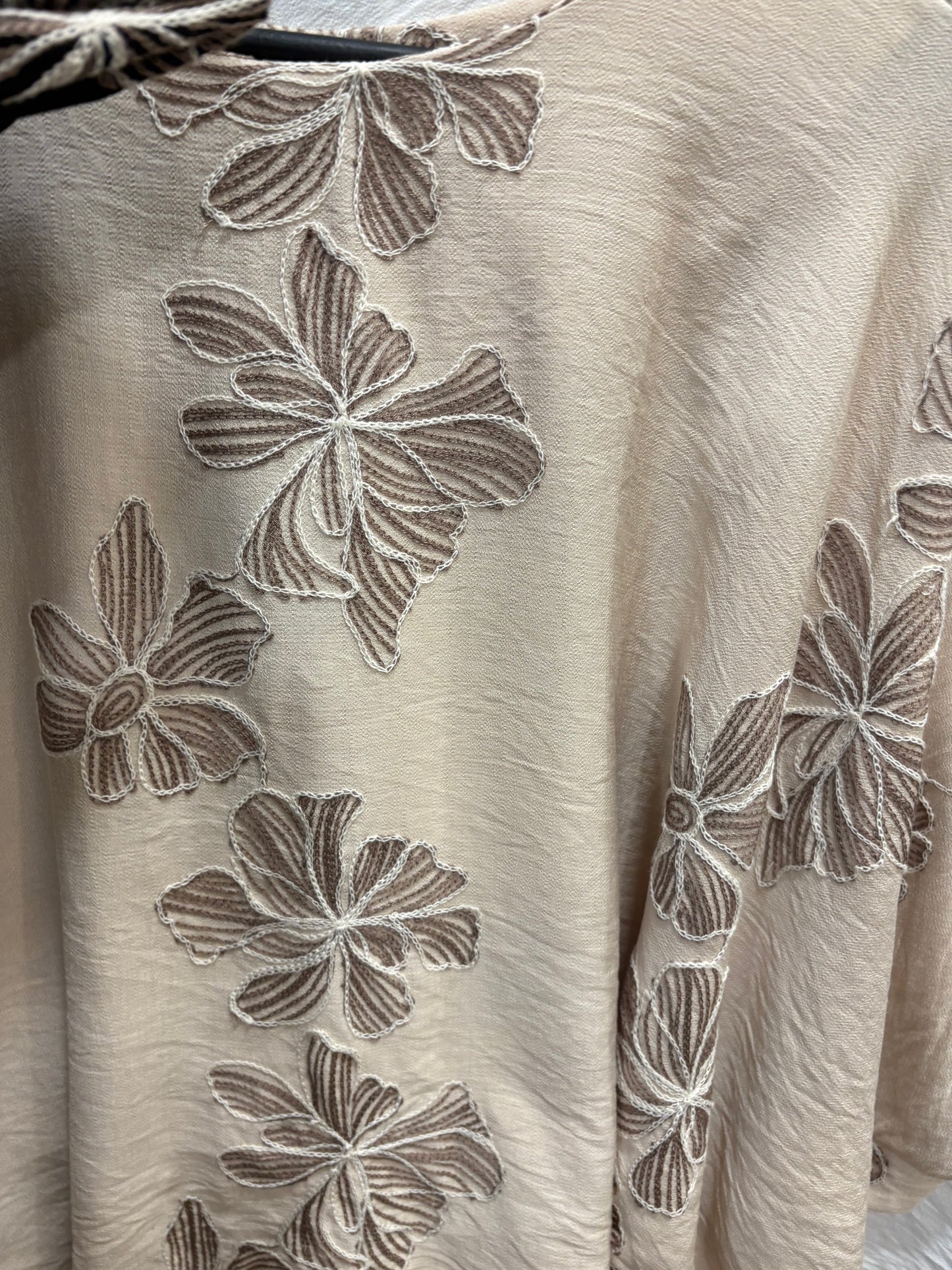 Flower Embroidered, Batwing Blouse