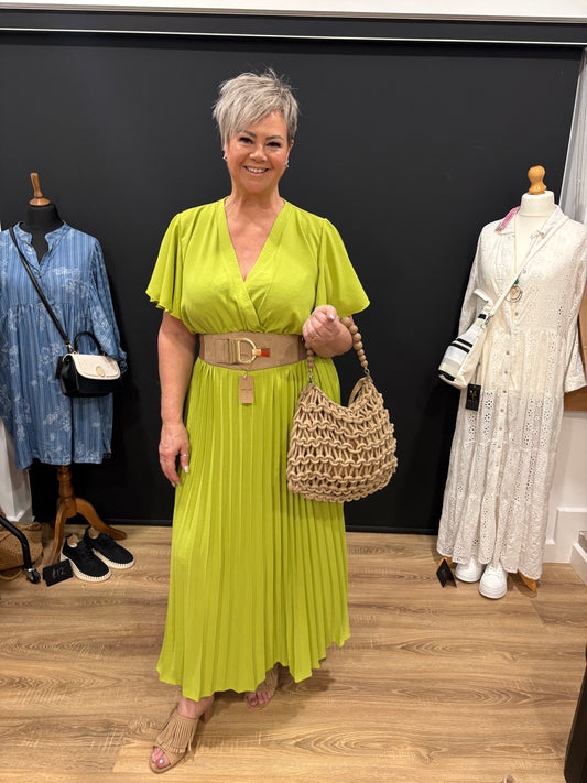 Pleated, Wrap Top Maxi Dress