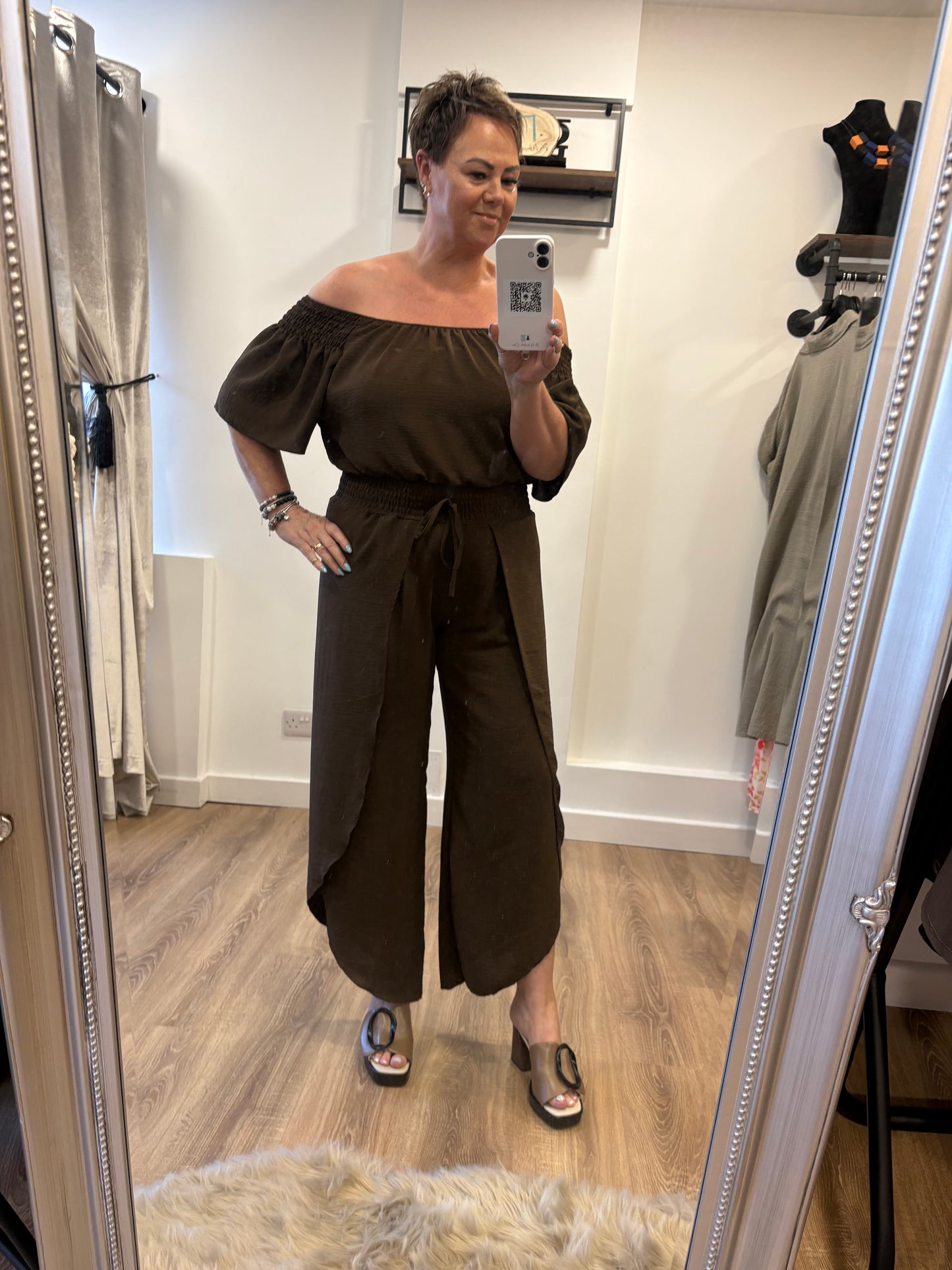 Split Leg Jumpsuit - Brown