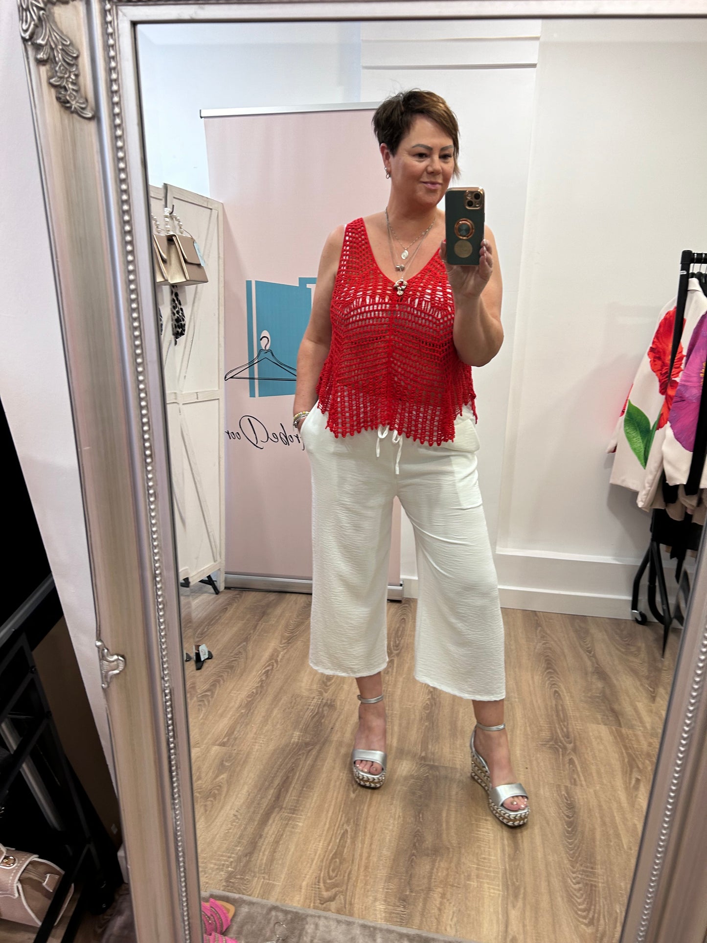 Cropped Wide Leg Trousers