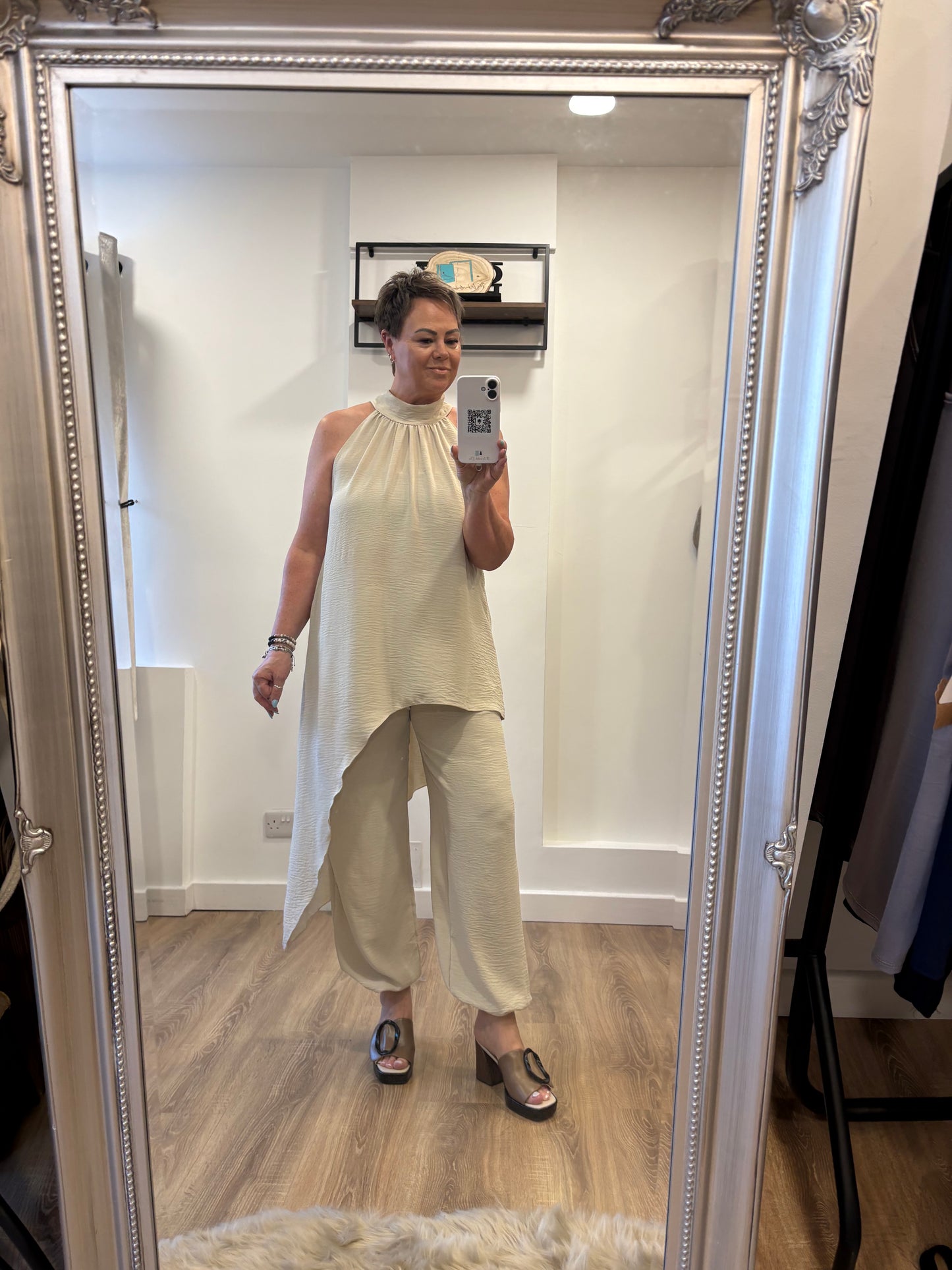 Halter Neck Trouser Set - Cream