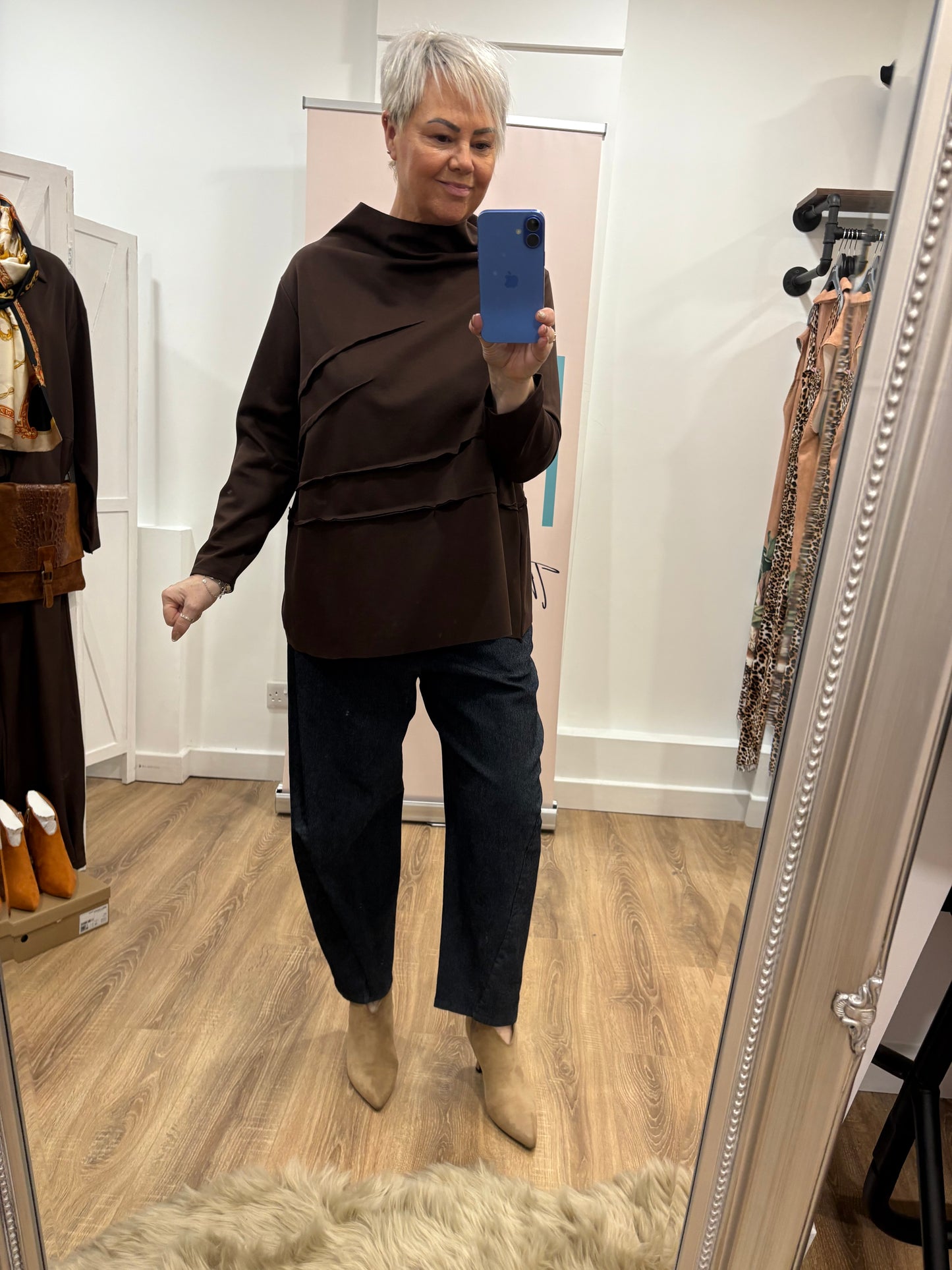 Seam Detail Cowl Neck Scuba Sweatshirt