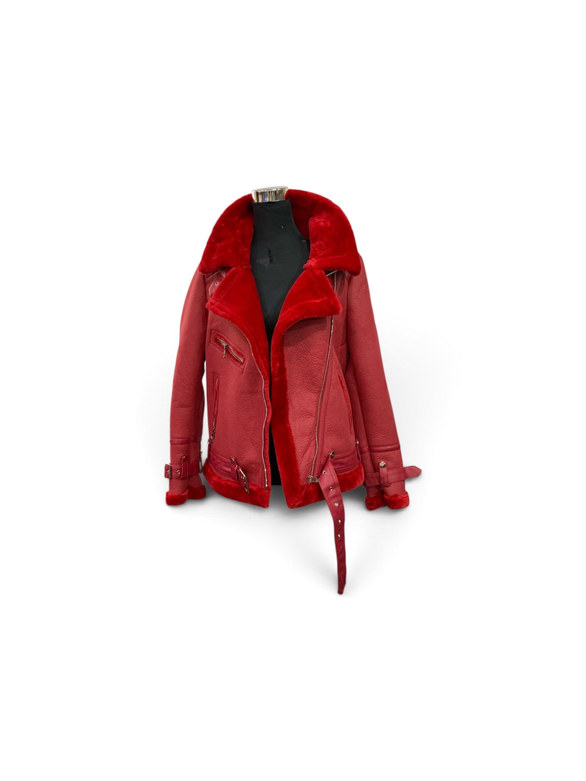 Faux Leather, Fun Fur Lined Aviator Jacket