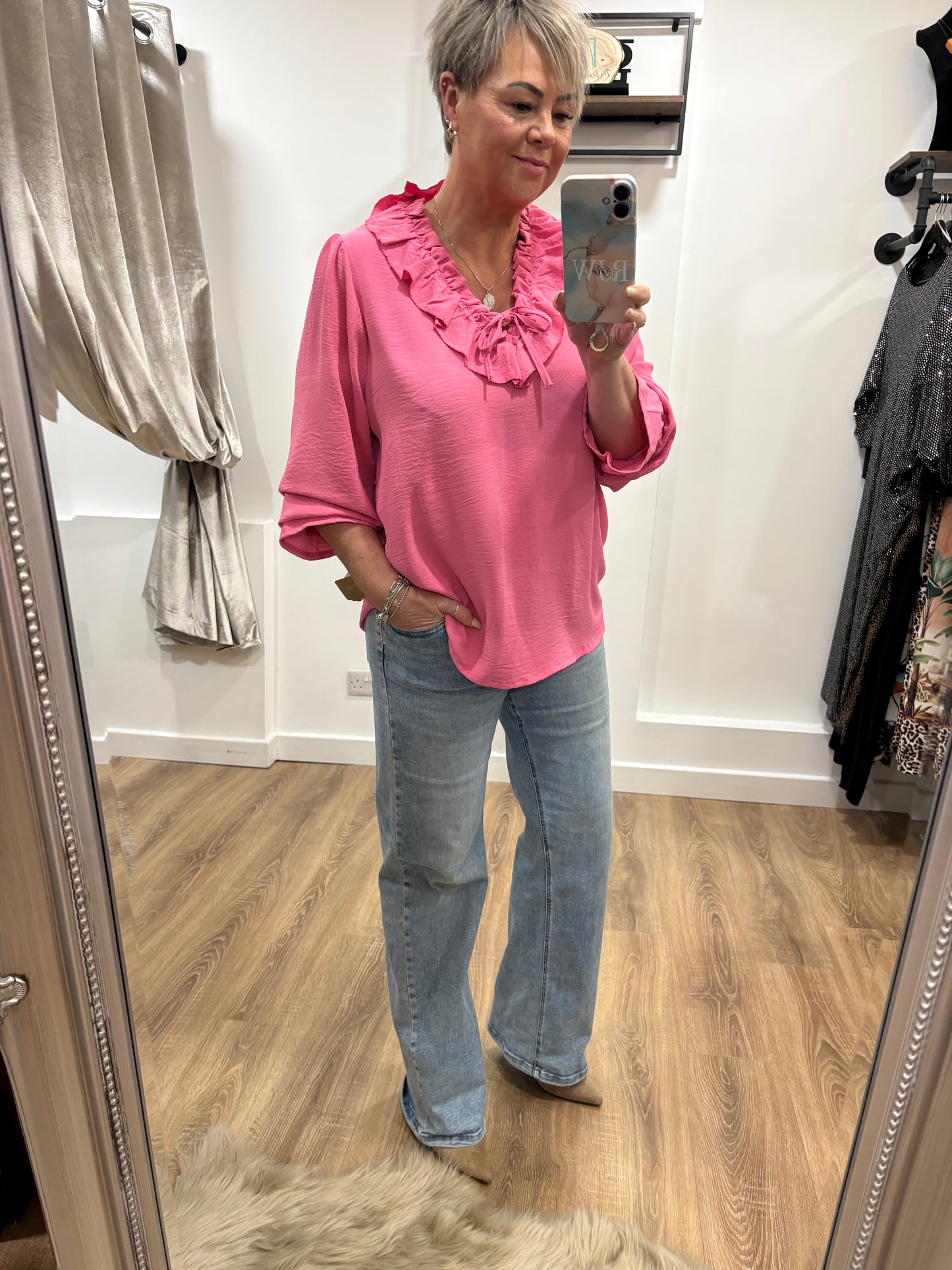 V Neck, Ruffle Blouse