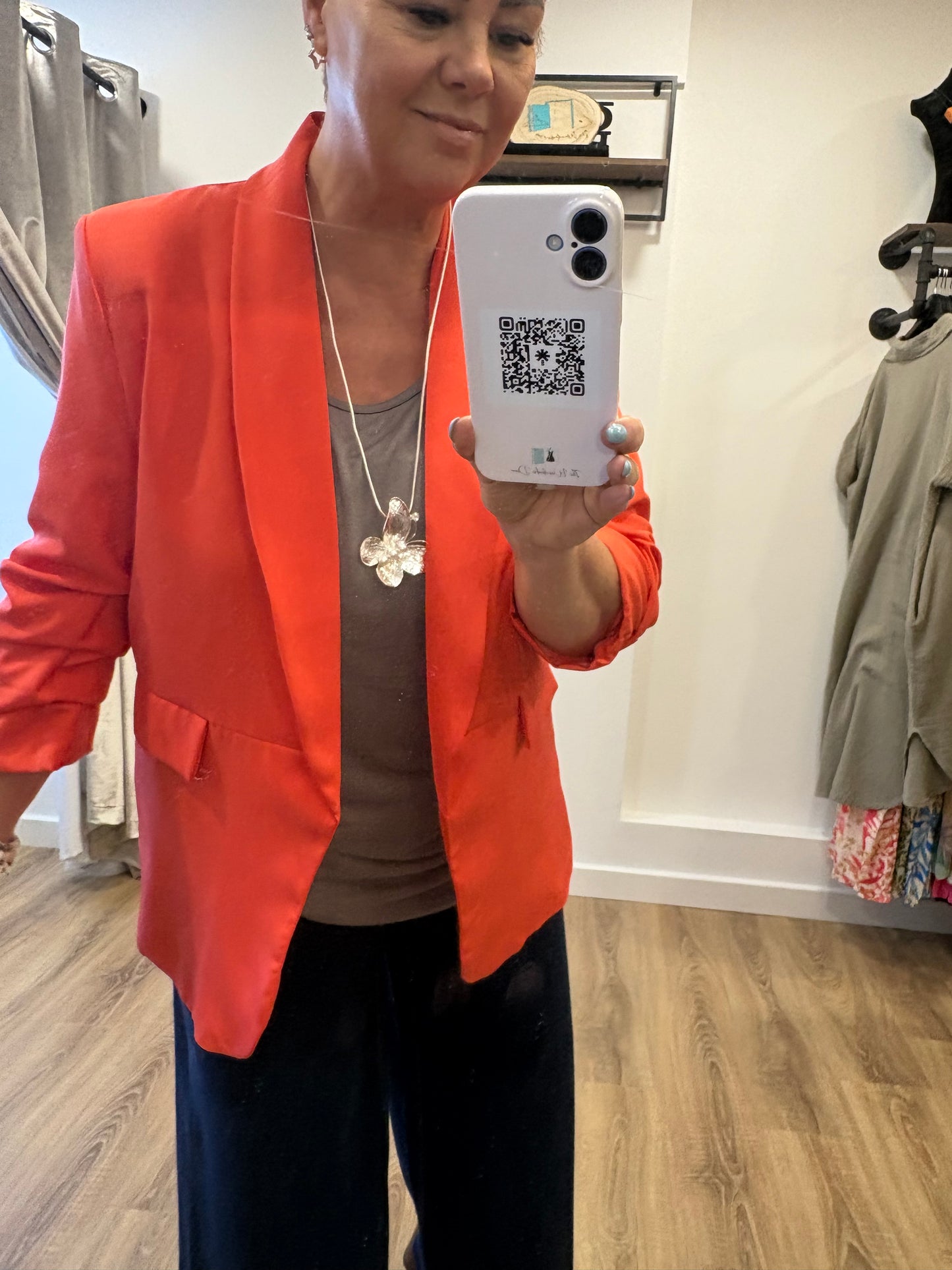 Ruched Sleeve Blazer