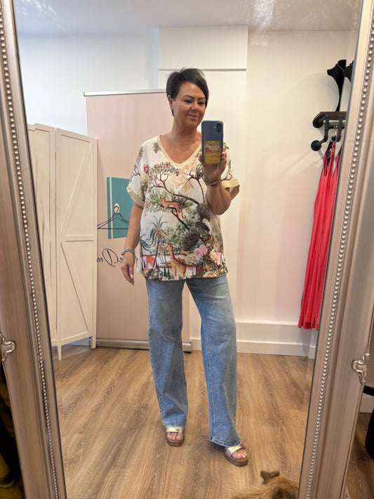 Gold Shimmer Edge, V neck Blouse