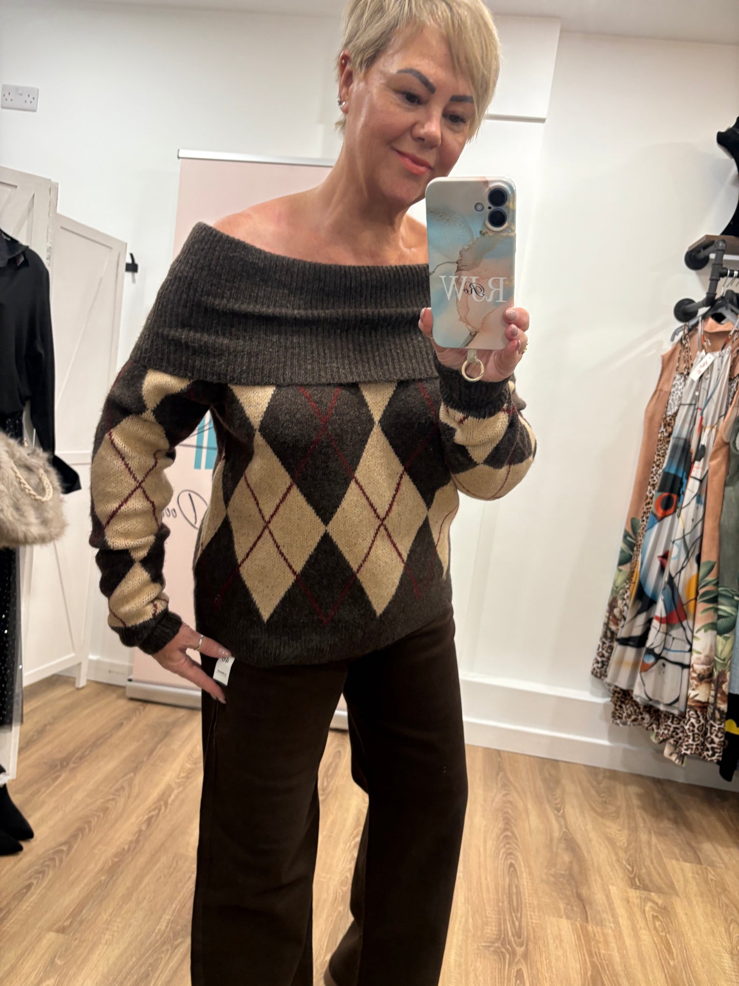 Diamond Off-shoulder Jumper