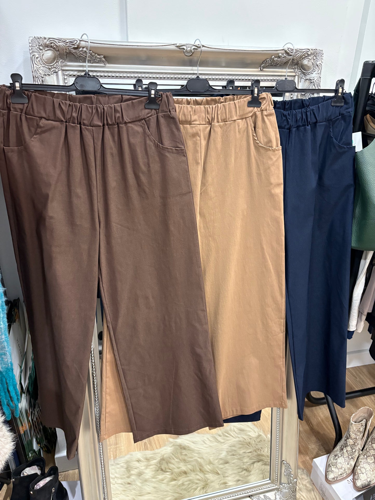Stretch Wide Leg Trousers