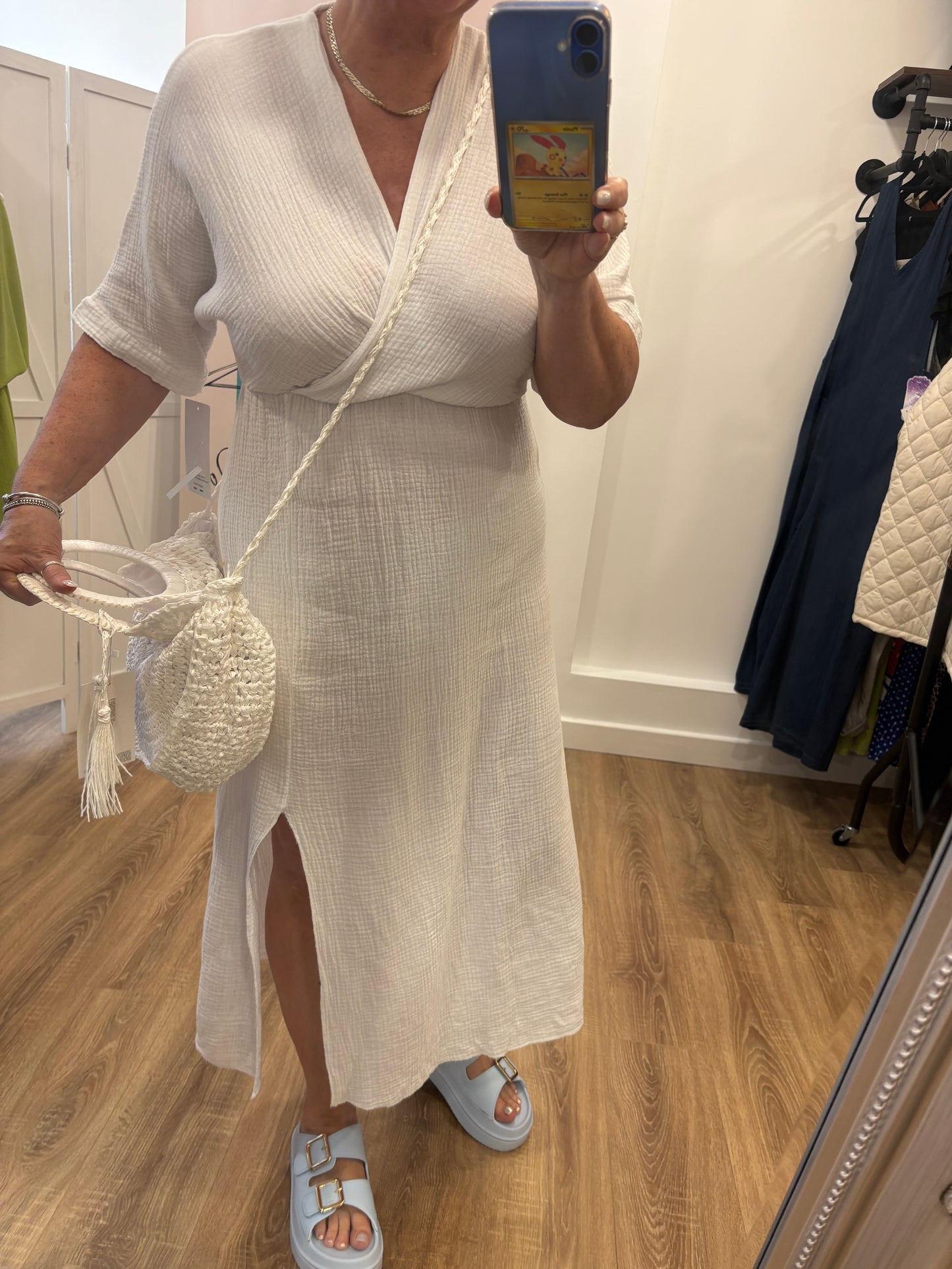 Cheesecloth Wrap Maxi Dress