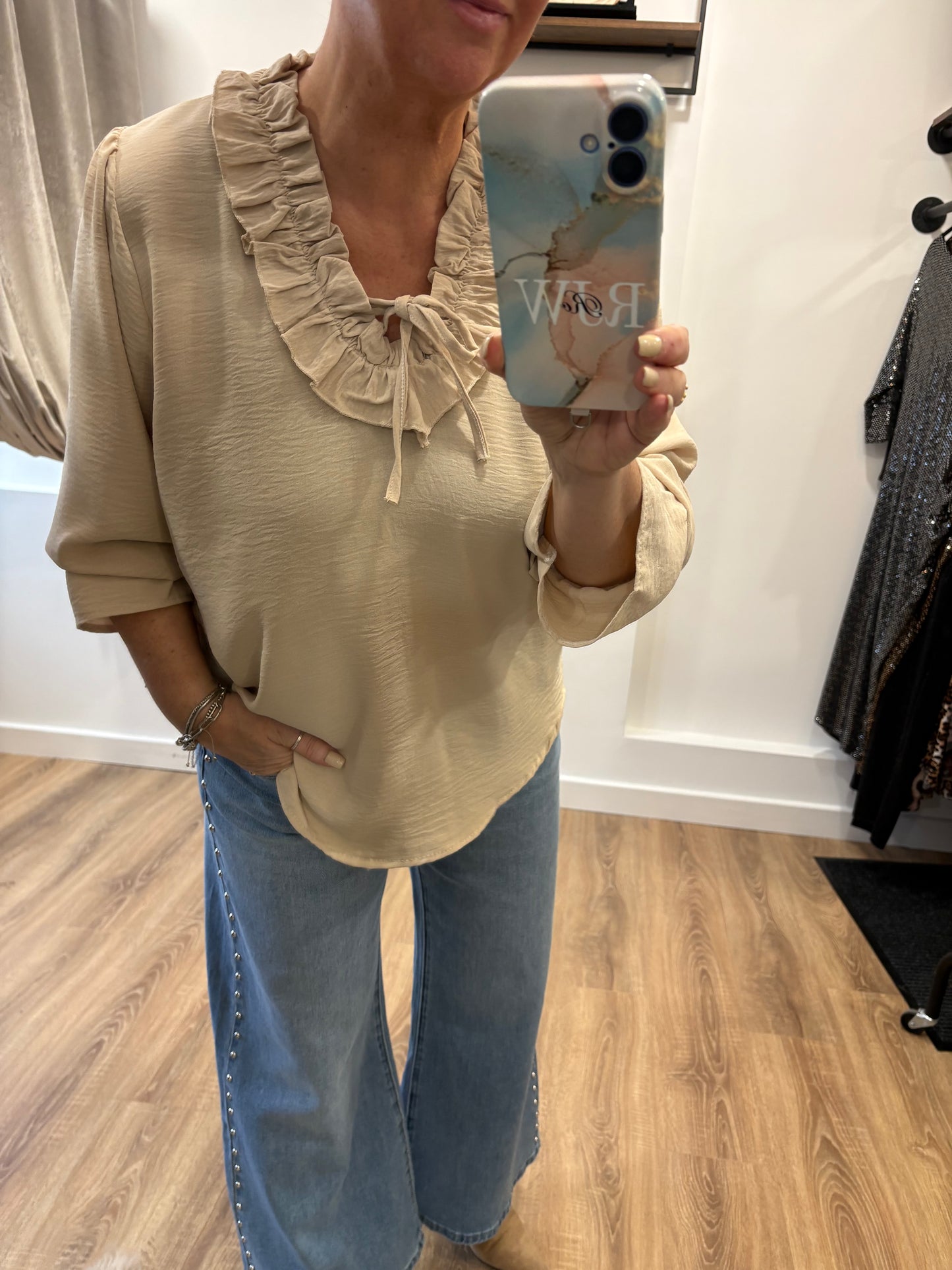 V Neck, Ruffle Blouse