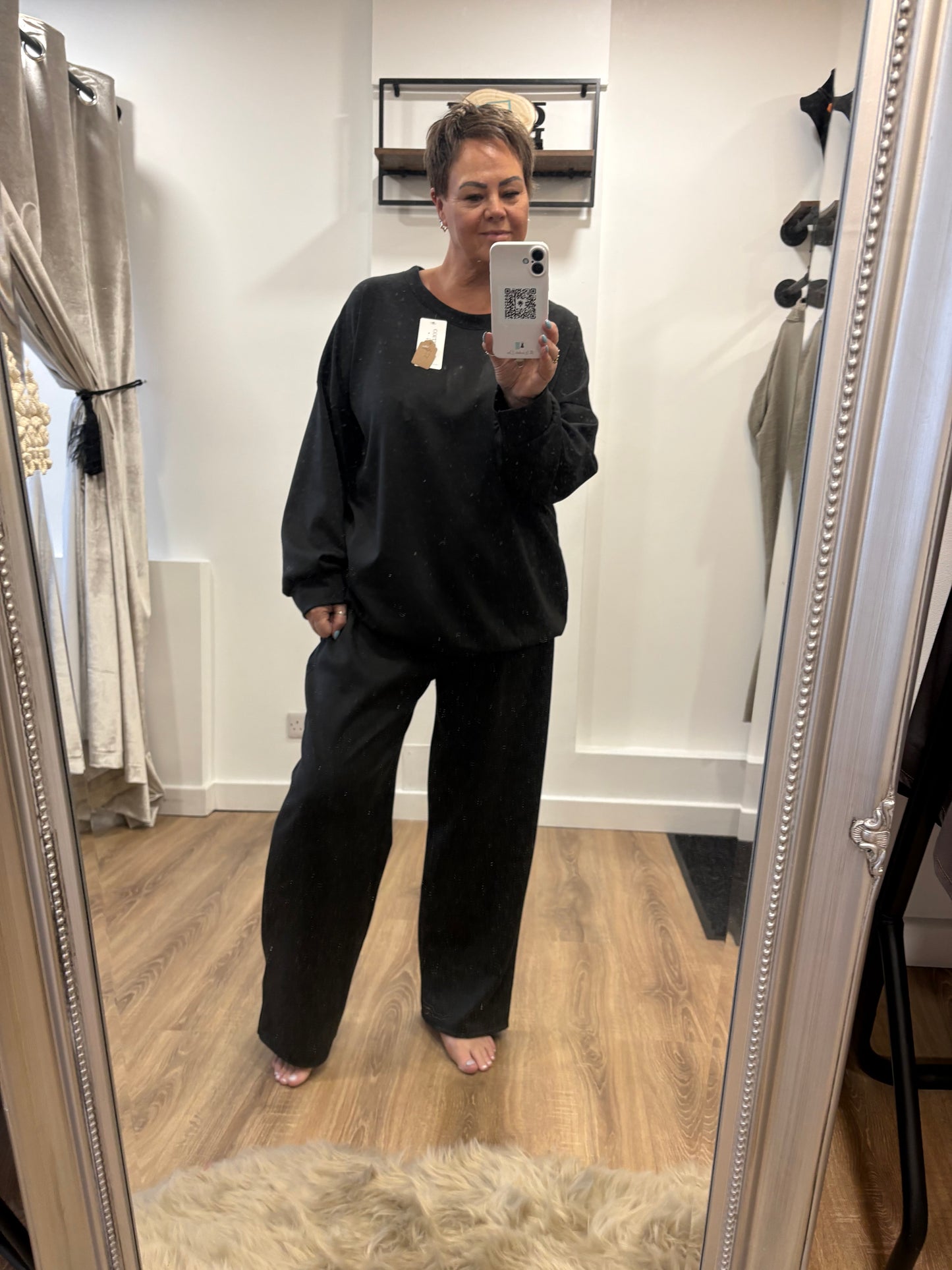 Wide Leg, Oversized Lounge Set - Black
