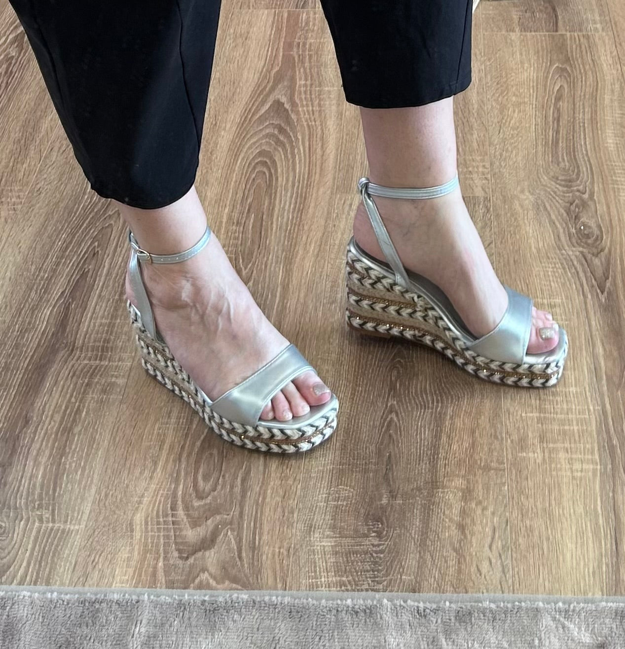 Silver Wedge Sandal