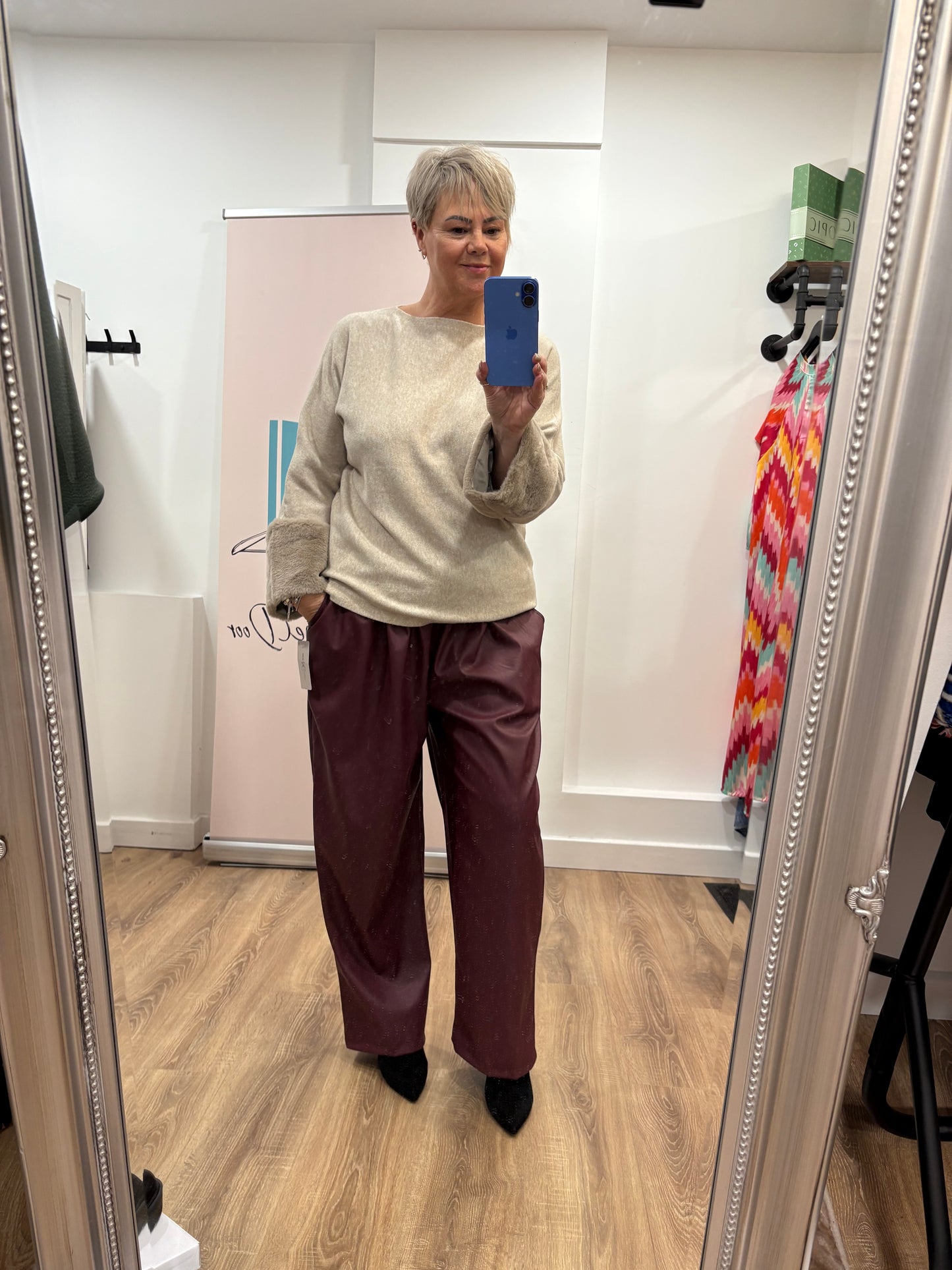 Loose Fit PU Trousers