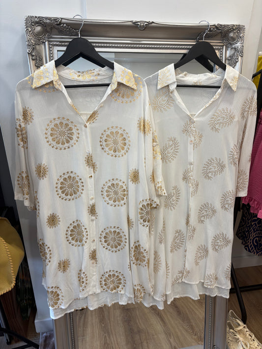 Gold Thread Design Longline Shirt