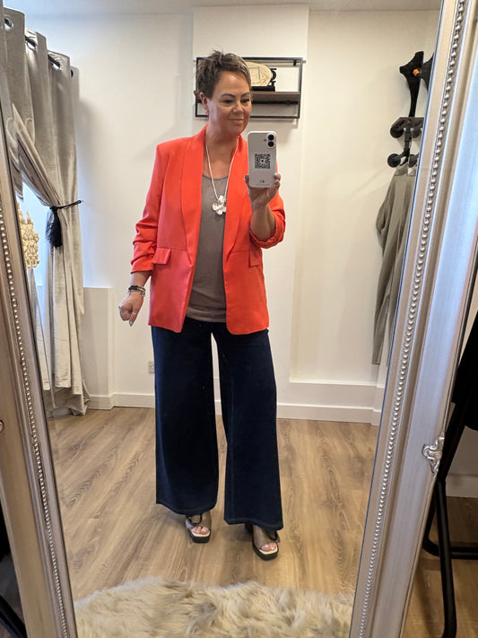 Ruched Sleeve Blazer