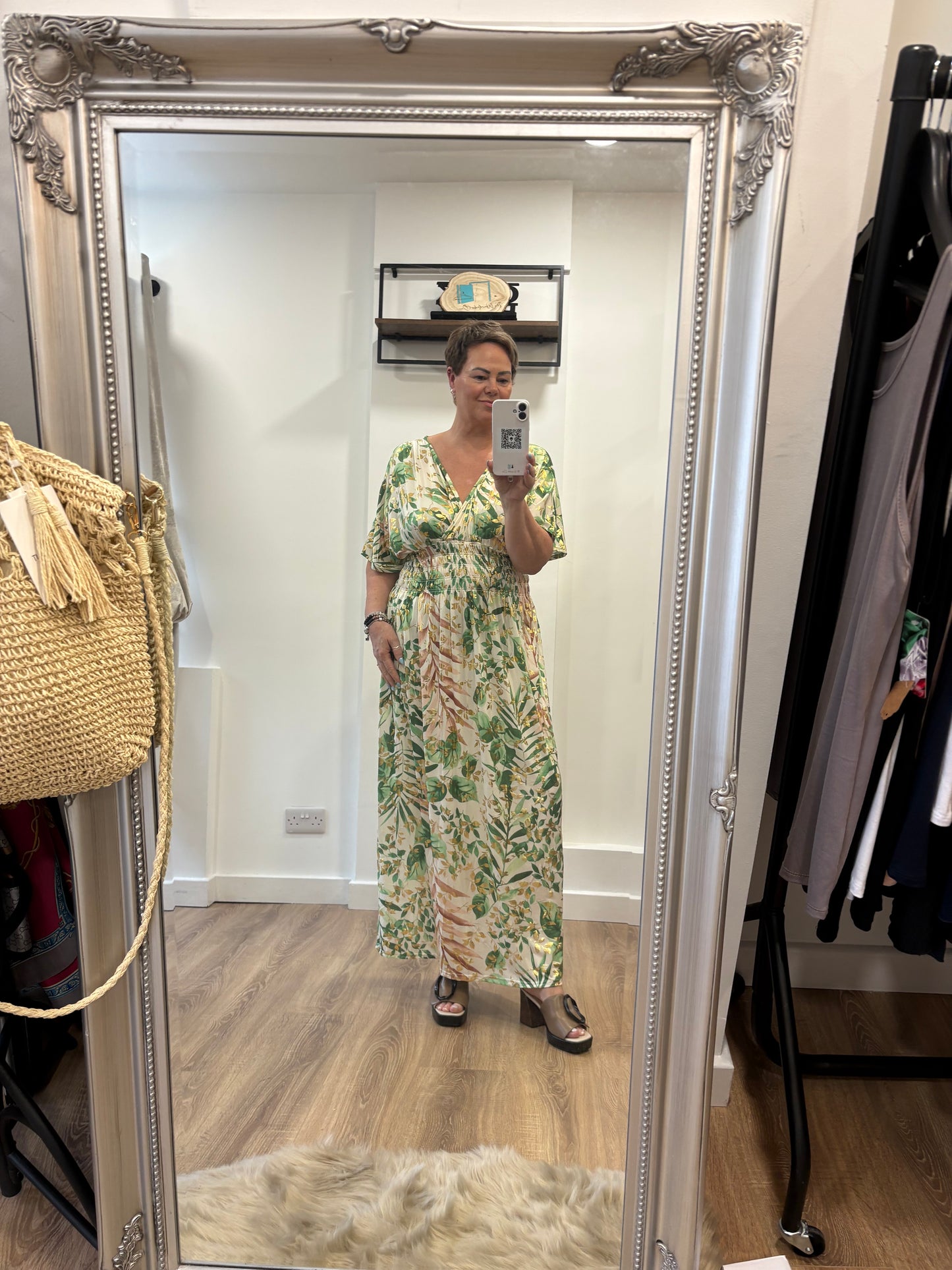 Slinky, Stretch, Gathered Waist Maxi Dress
