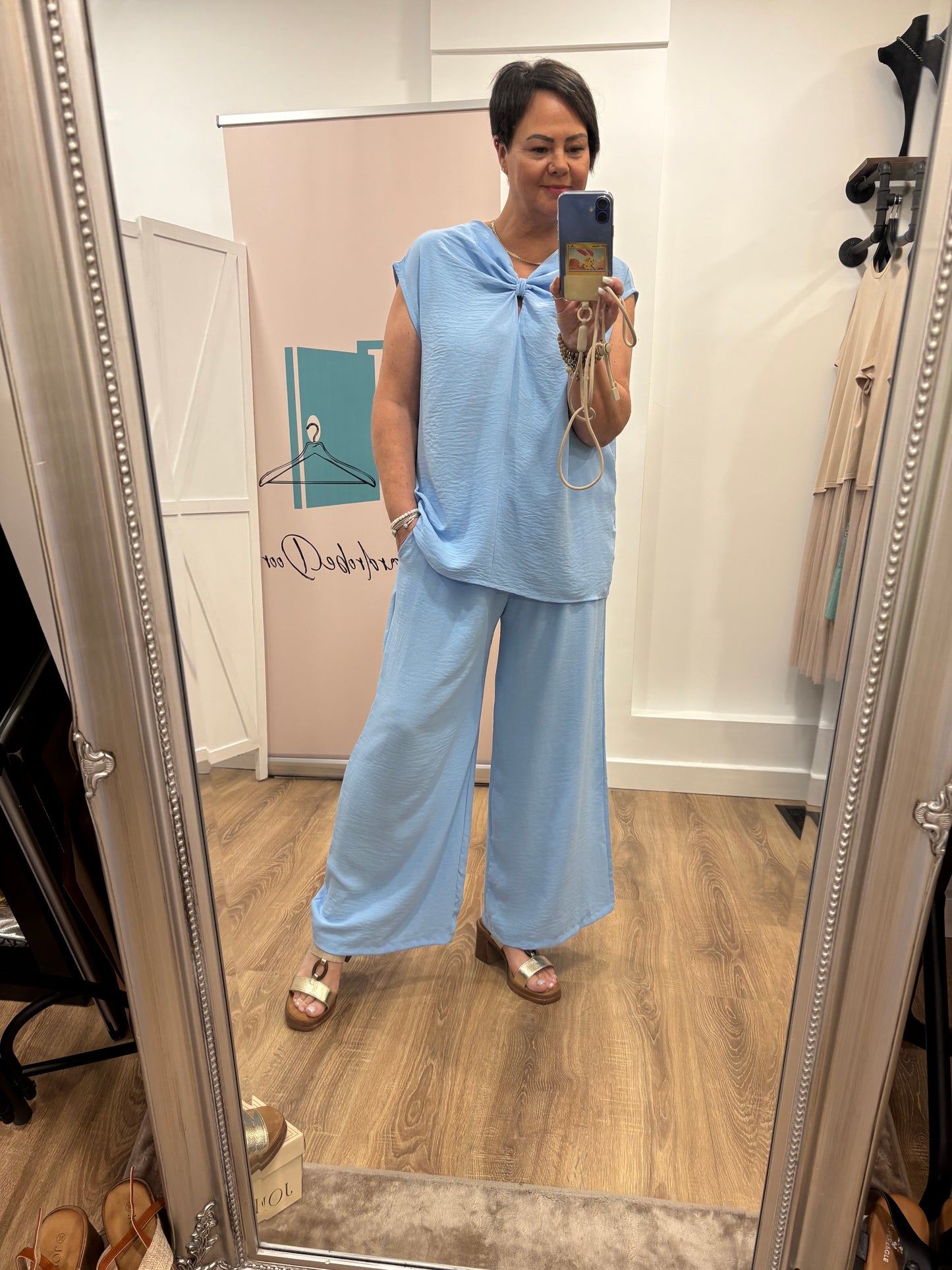 Knot Front Wide leg 2-piece Trouser Suit