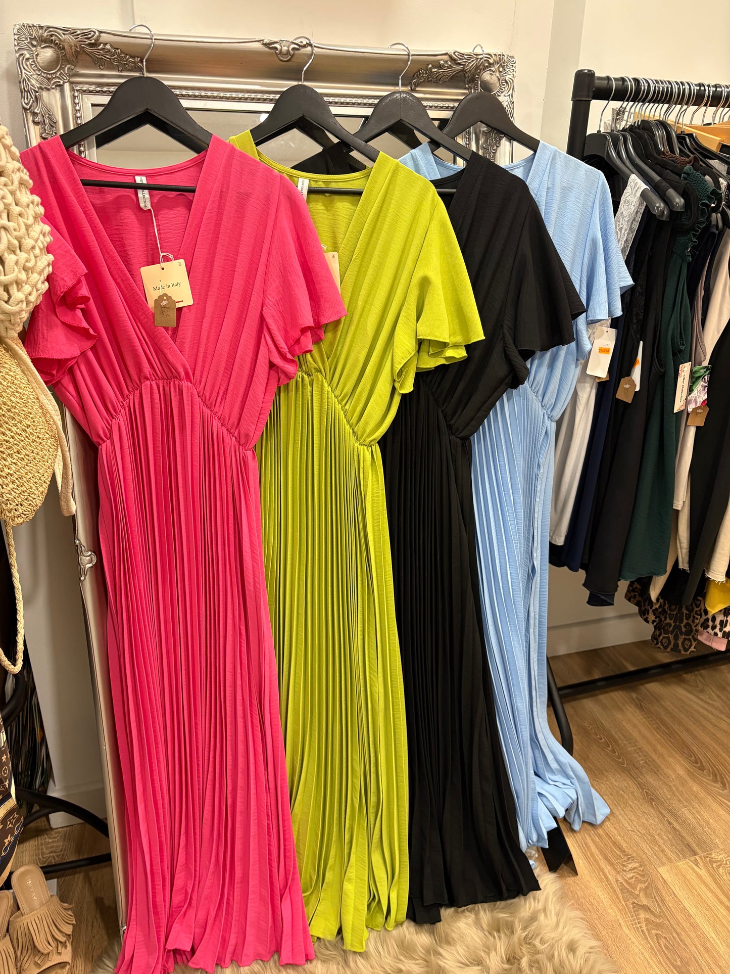 Pleated, Wrap Top Maxi Dress