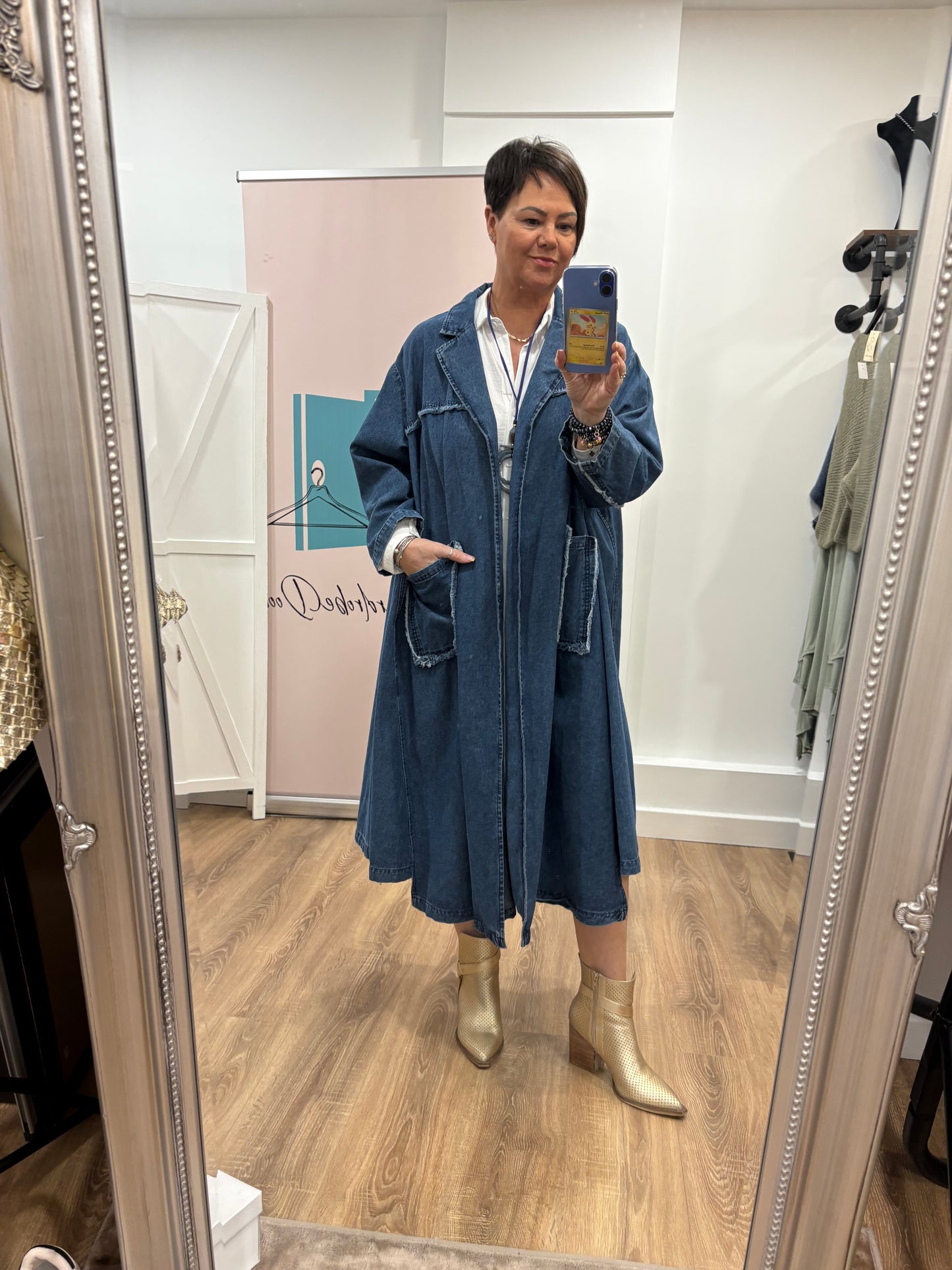 Longline Denim Duster Coat